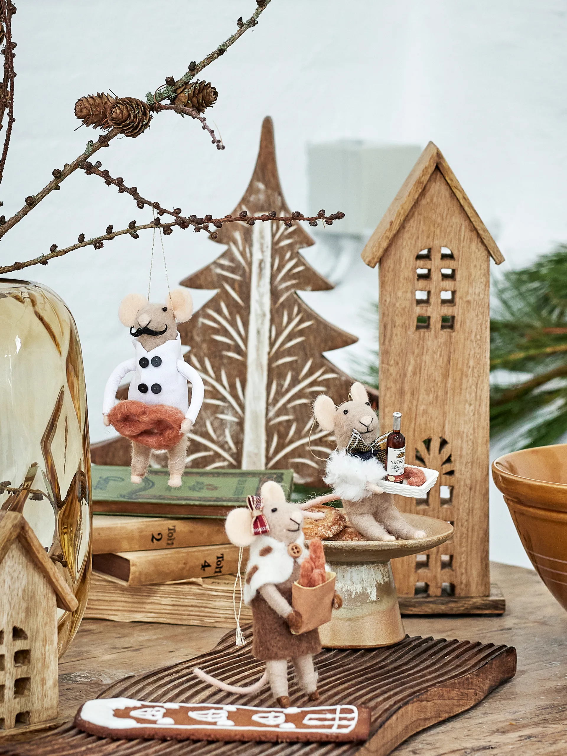 Peo Christmas tree decorations wool 3 pieces, Nature Bloomingville