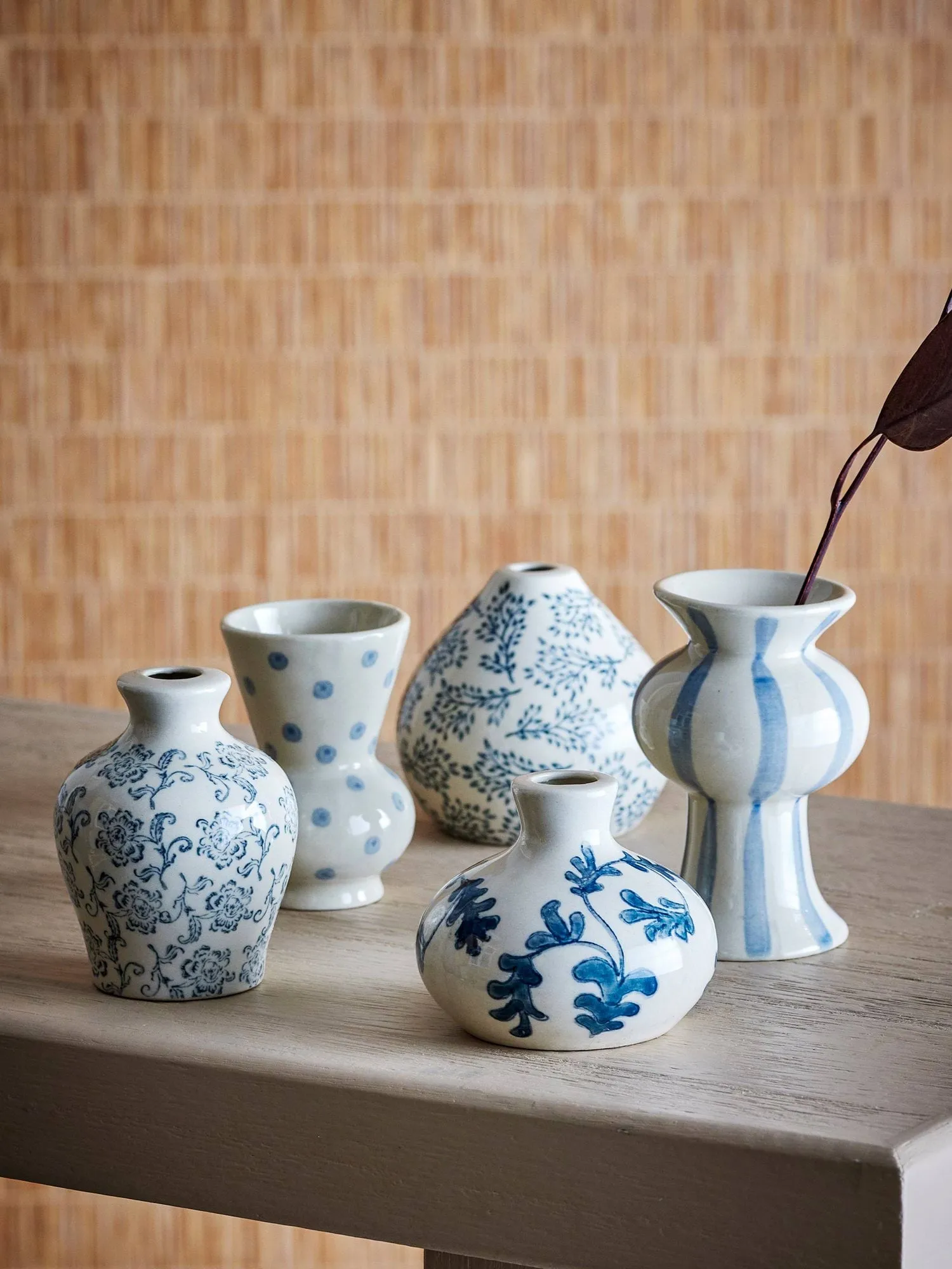 Quinto vase, Blue stoneware, 5 pieces Bloomingville