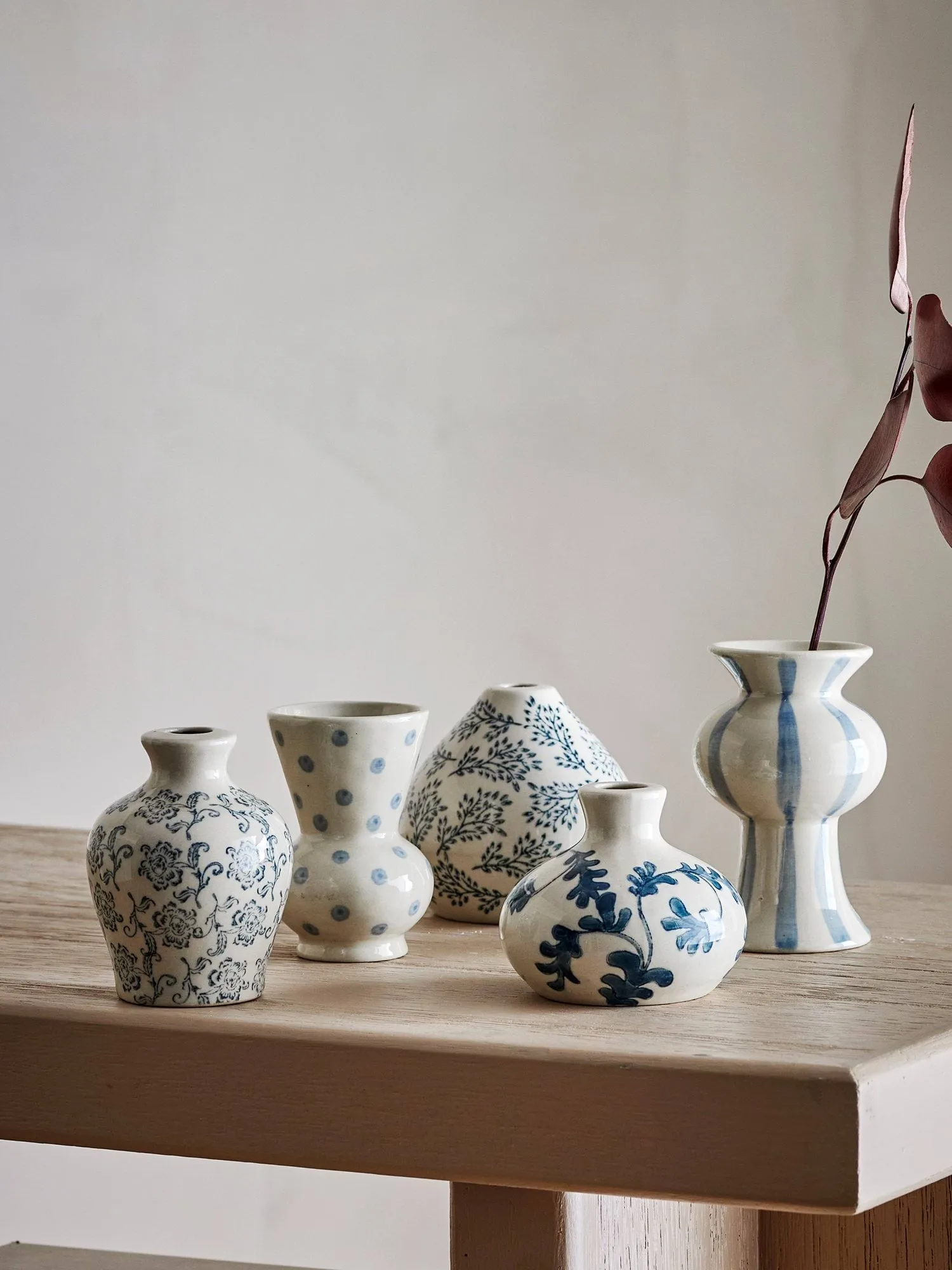 Quinto vase, Blue stoneware, 5 pieces Bloomingville
