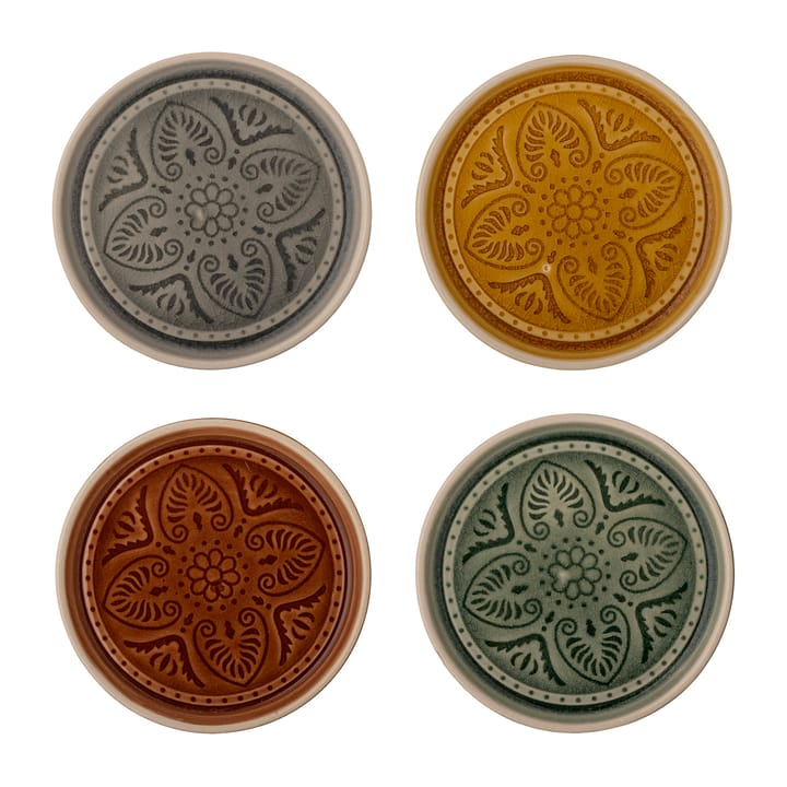 Rani plate Ø11 cm 4 pieces - grey-yellow-brown-green - Bloomingville
