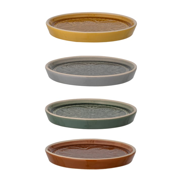 Rani plate Ø11 cm 4 pieces, grey-yellow-brown-green Bloomingville