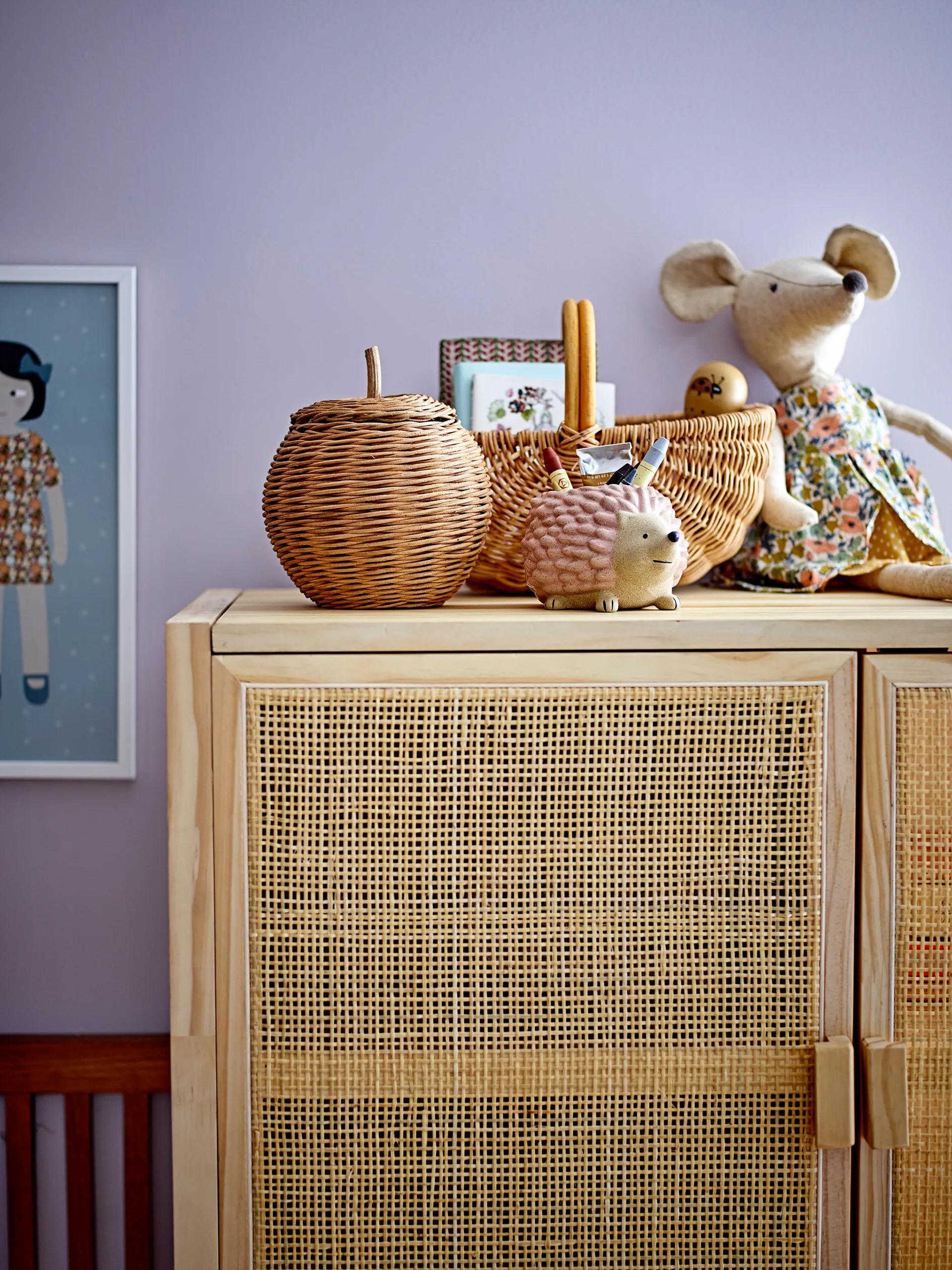 Rosette storage basket with lid Ø18 cm, Brown Bloomingville
