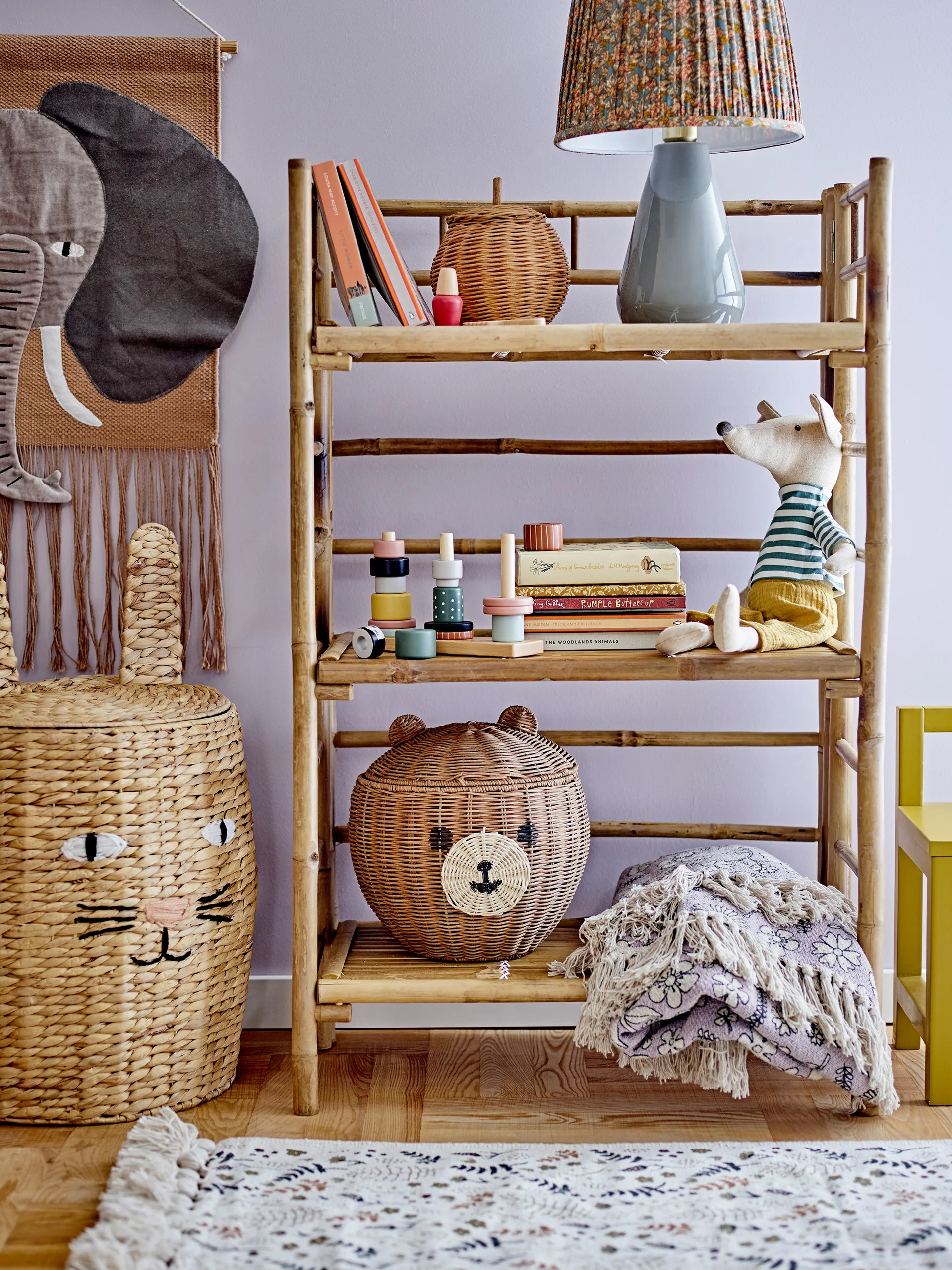 Rosette storage basket with lid Ø18 cm, Brown Bloomingville