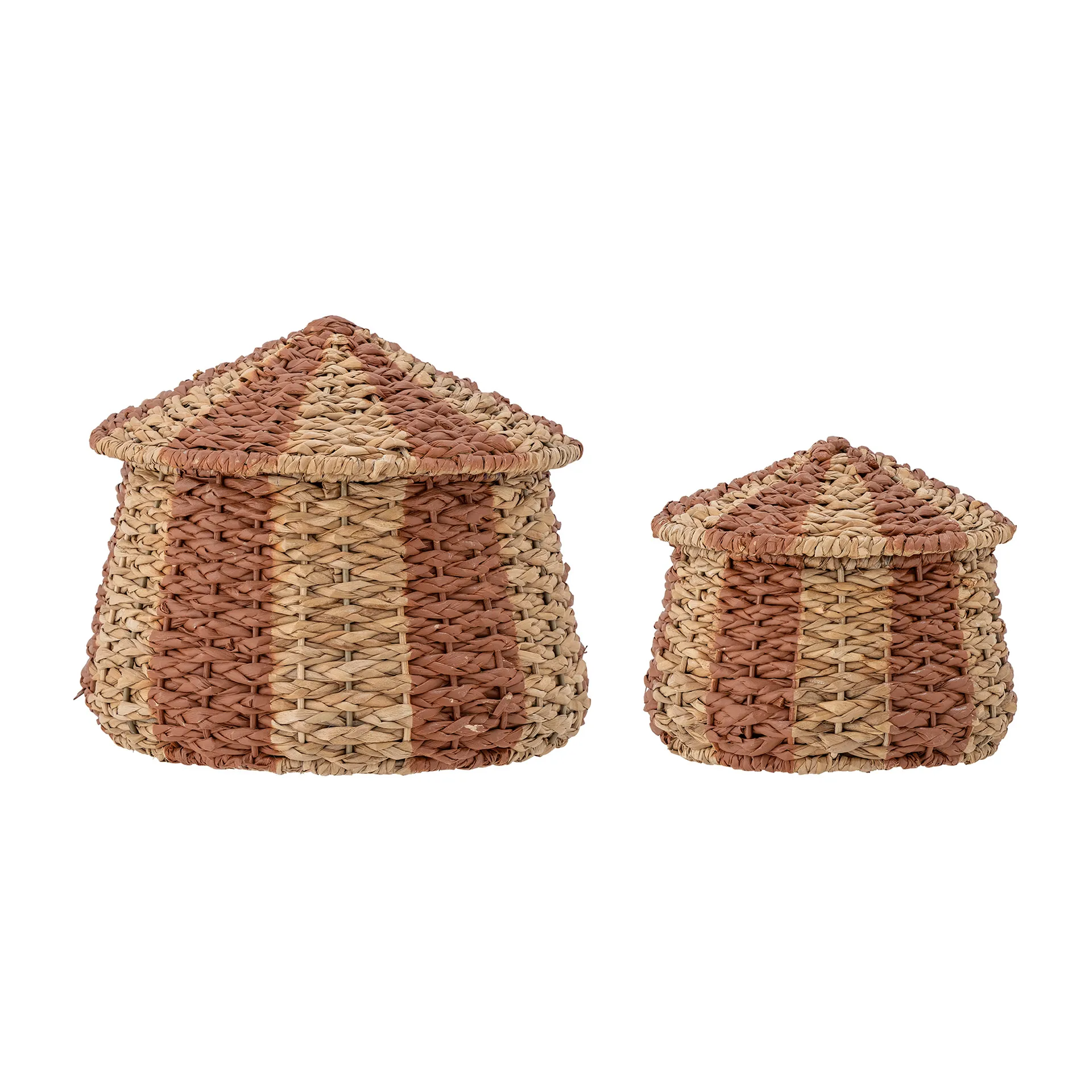 Ruddi basket with lid set om 2, Natural-red Bloomingville