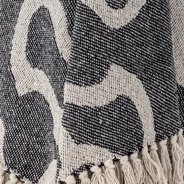 Salobre throw cotton 160x130 cm - Black - Bloomingville