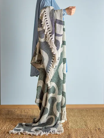 Salobre throw cotton 160x130 cm - Black - Bloomingville