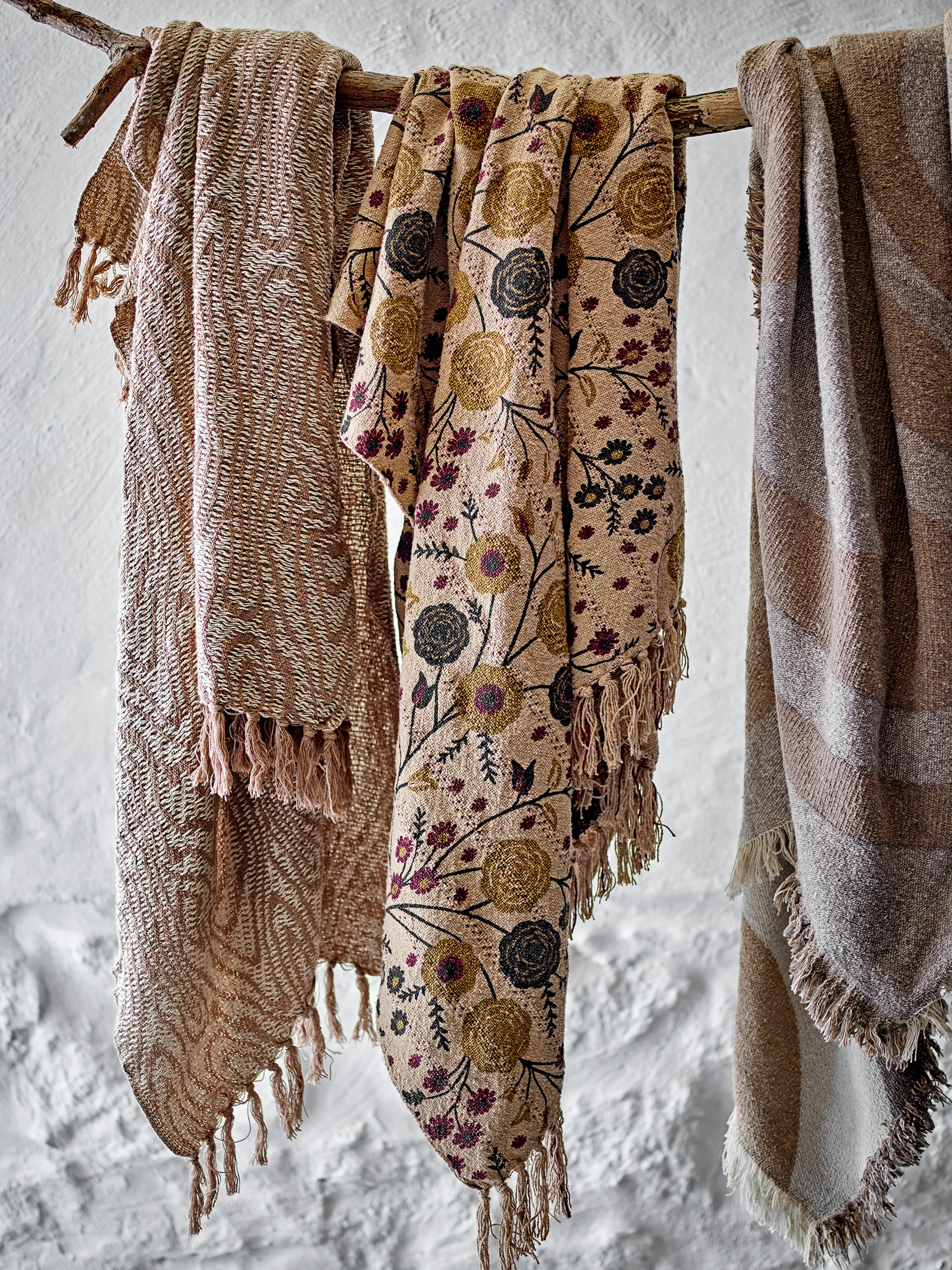 Salobre throw cotton 160x130 cm, Brown Bloomingville