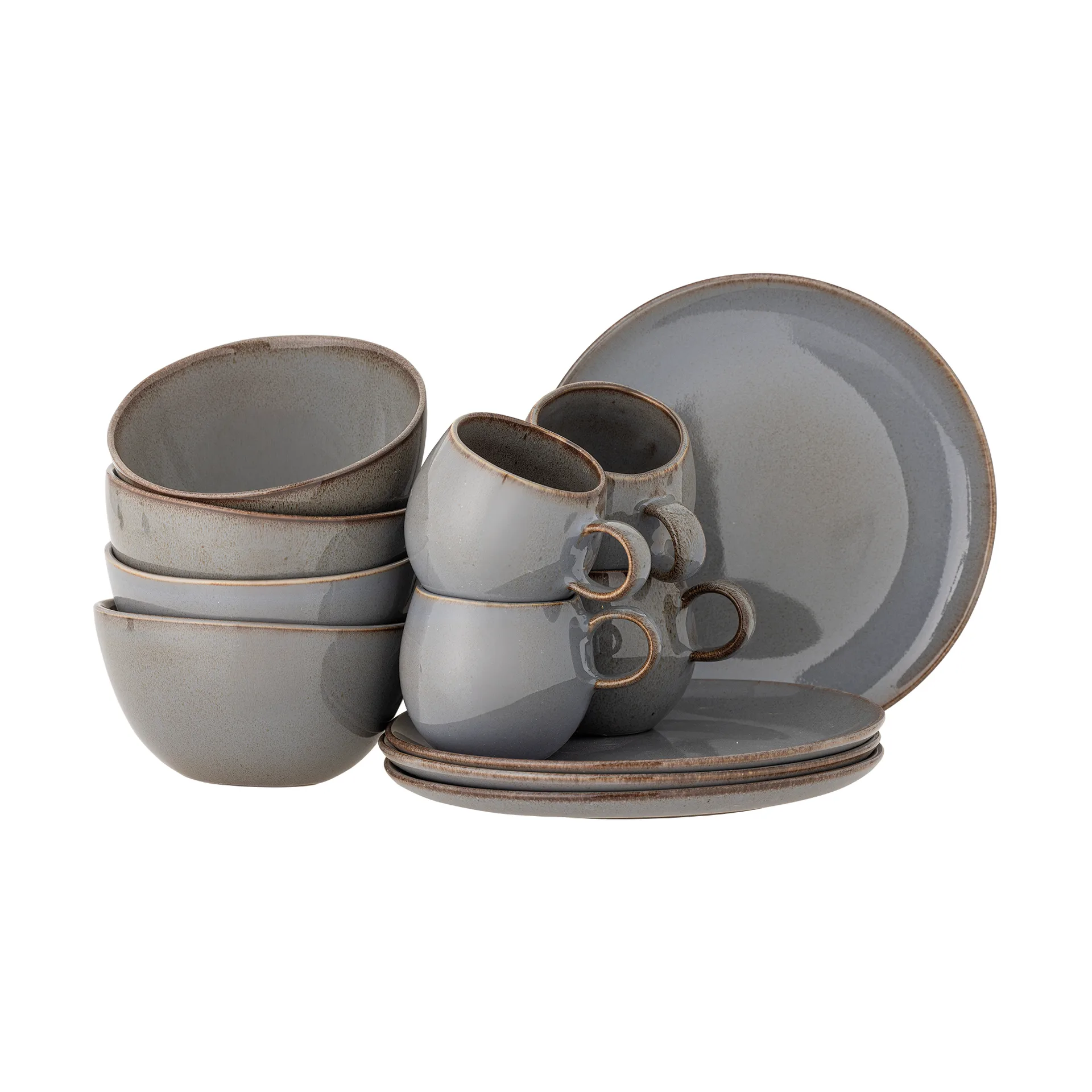 Sandrine breakfast set 12 pieces, Grey Bloomingville