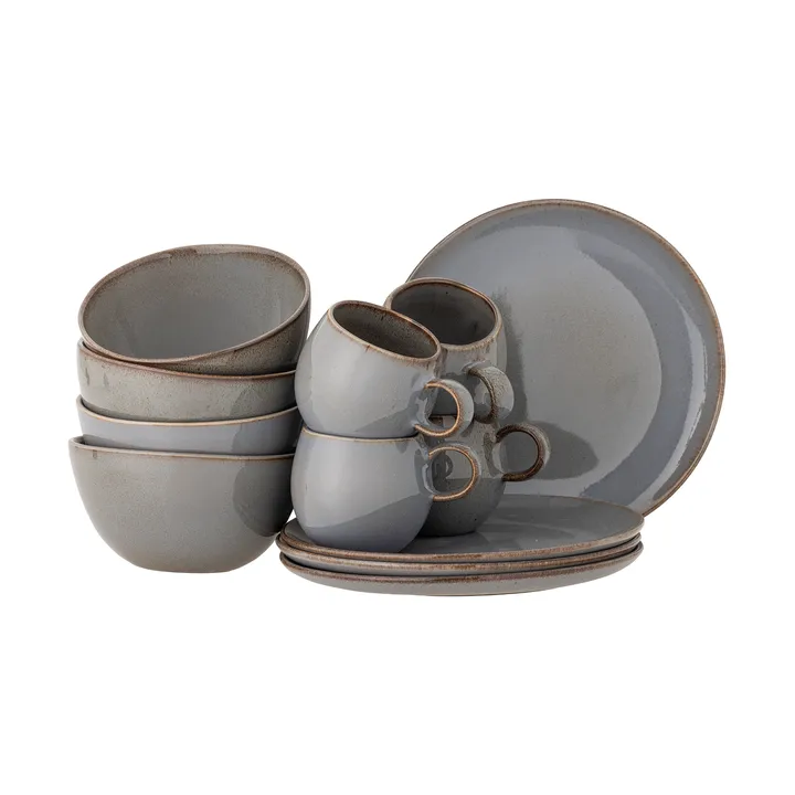 Sandrine breakfast set 12 pieces - Grey - Bloomingville