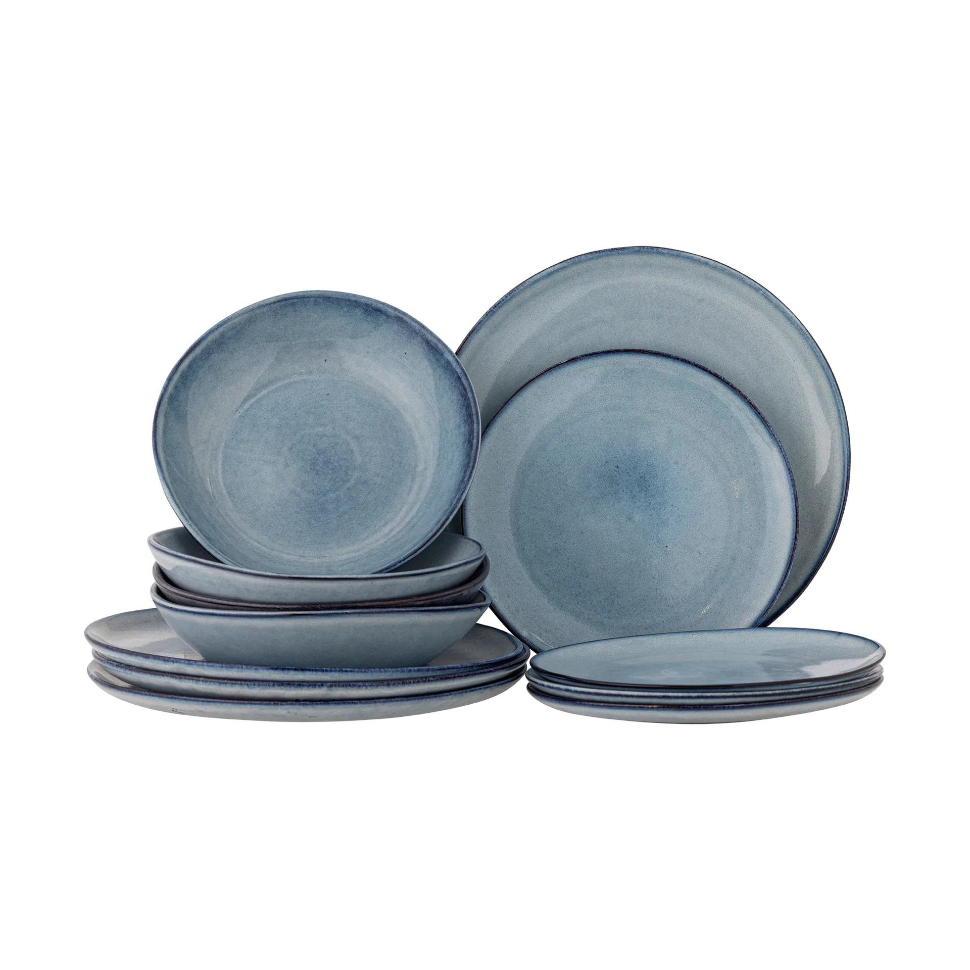 Sandrine Dinnerware Set 12 Pieces, Blue Bloomingville