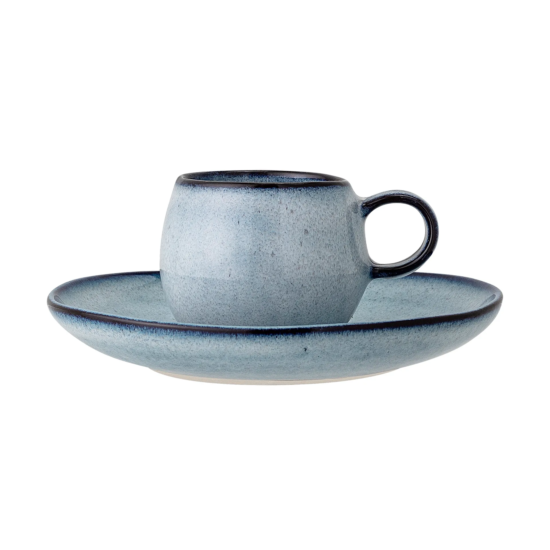 Sandrine espressocup with saucer, blue Bloomingville