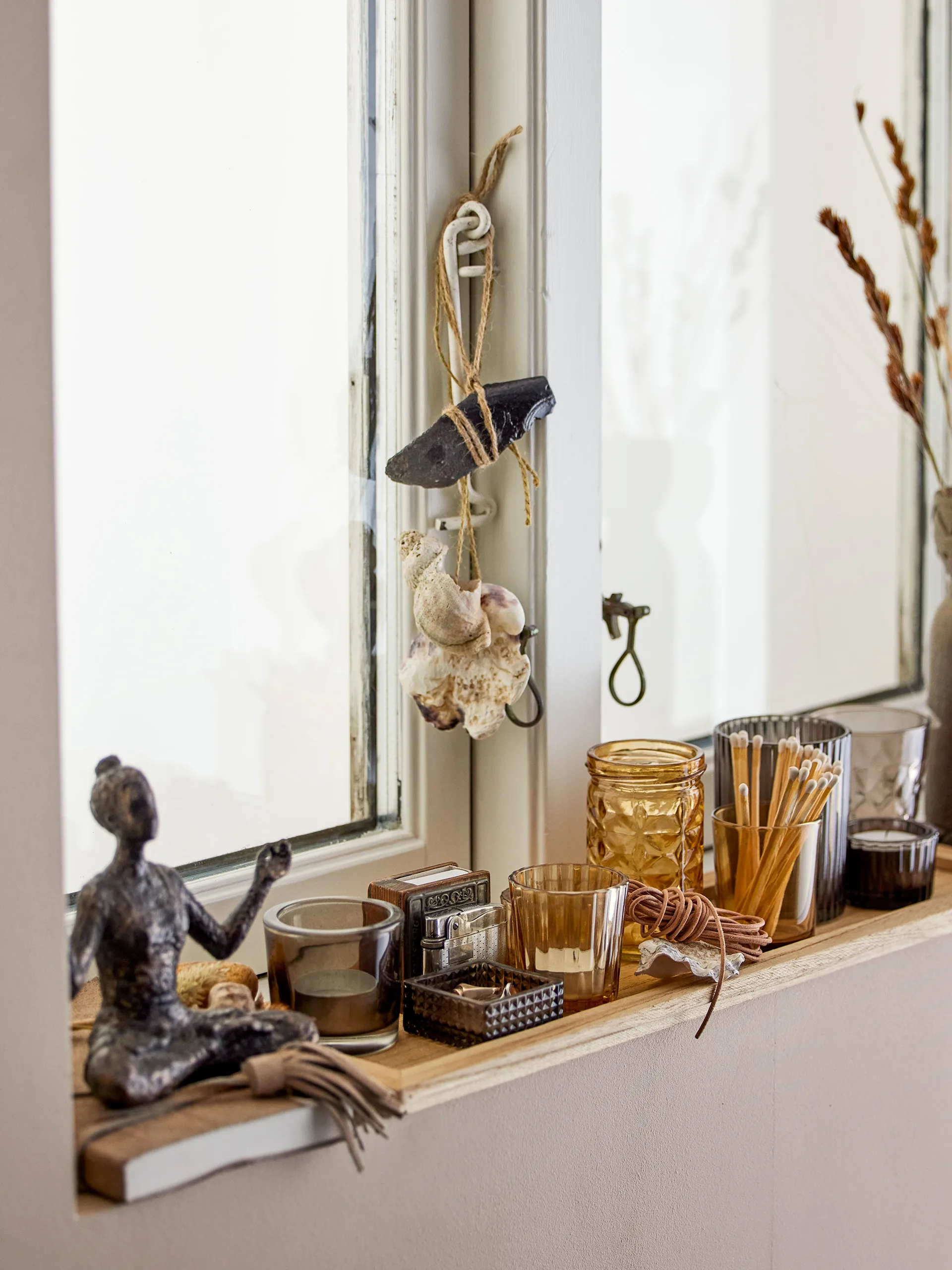 Sanga tray with candle holders 10 pieces, Brown Bloomingville