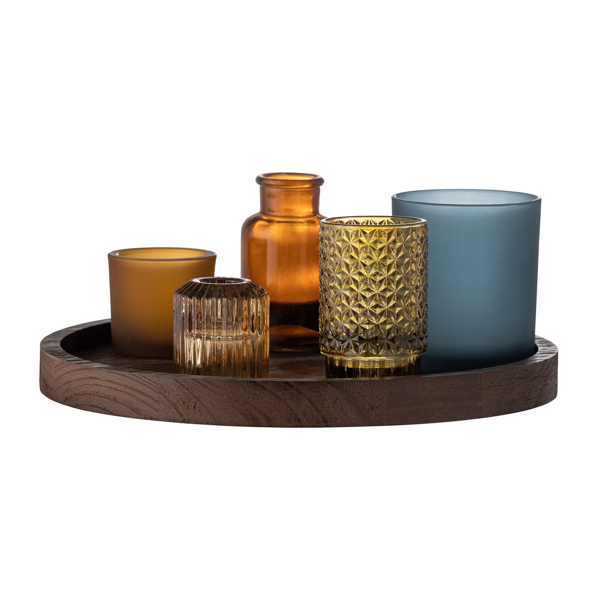 Bloomingville Sanga tray with lantern 5 pieces Brown-multi