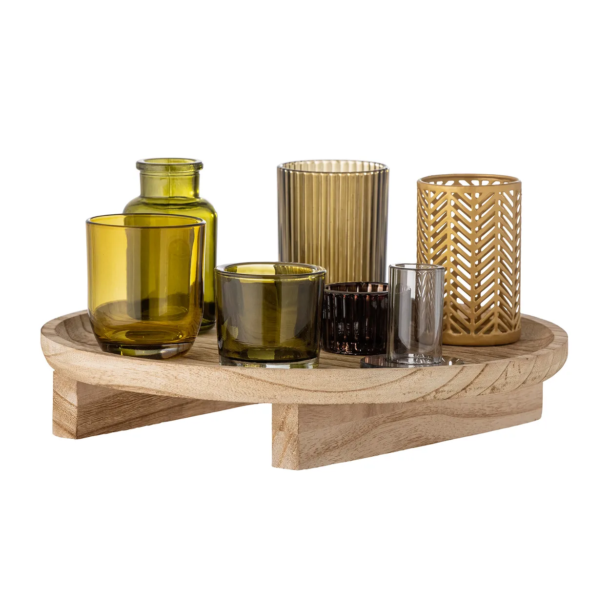 Bloomingville Sanga tray with lantern 8 pieces Natural-multi