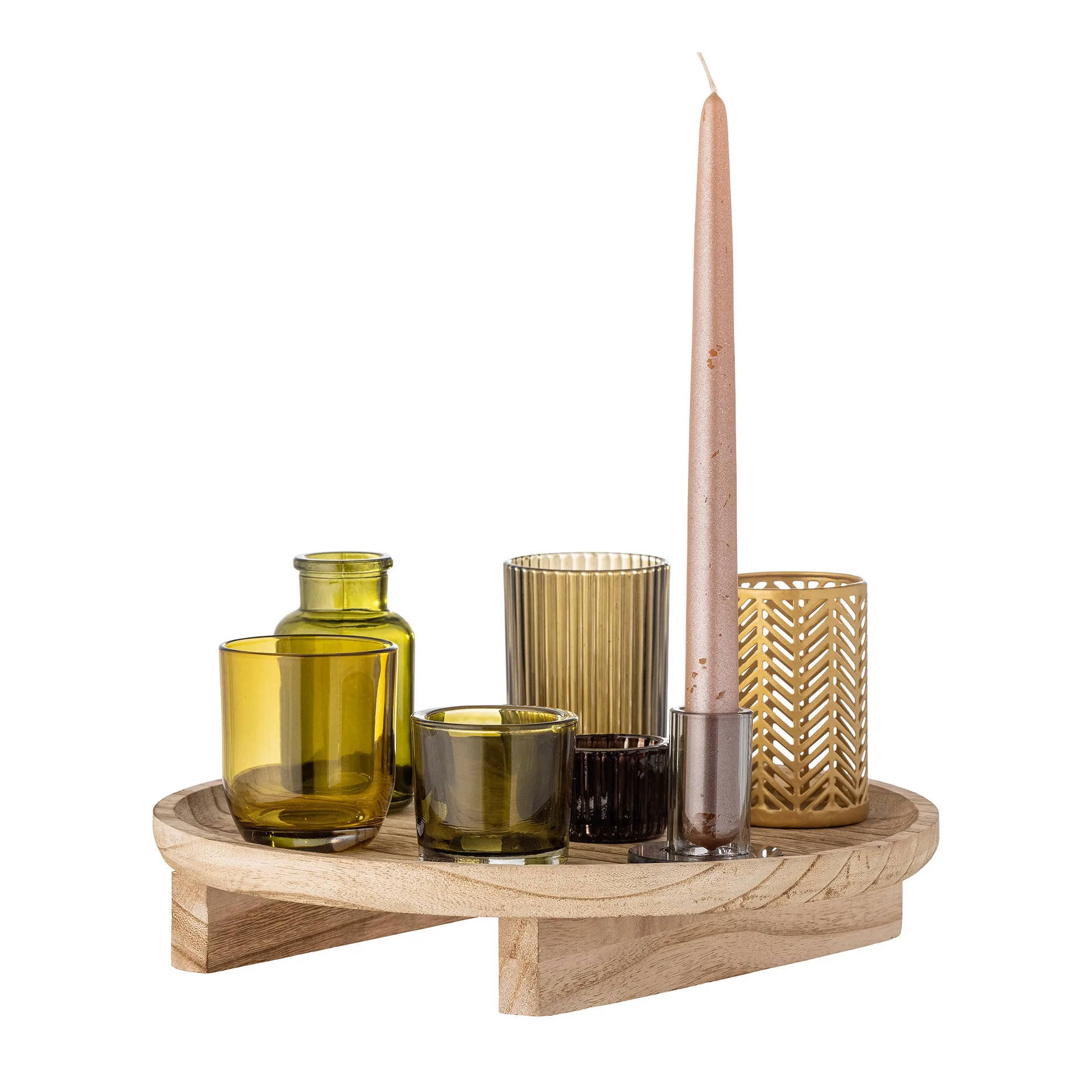 Sanga tray with lantern 8 pieces, Natural-multi Bloomingville