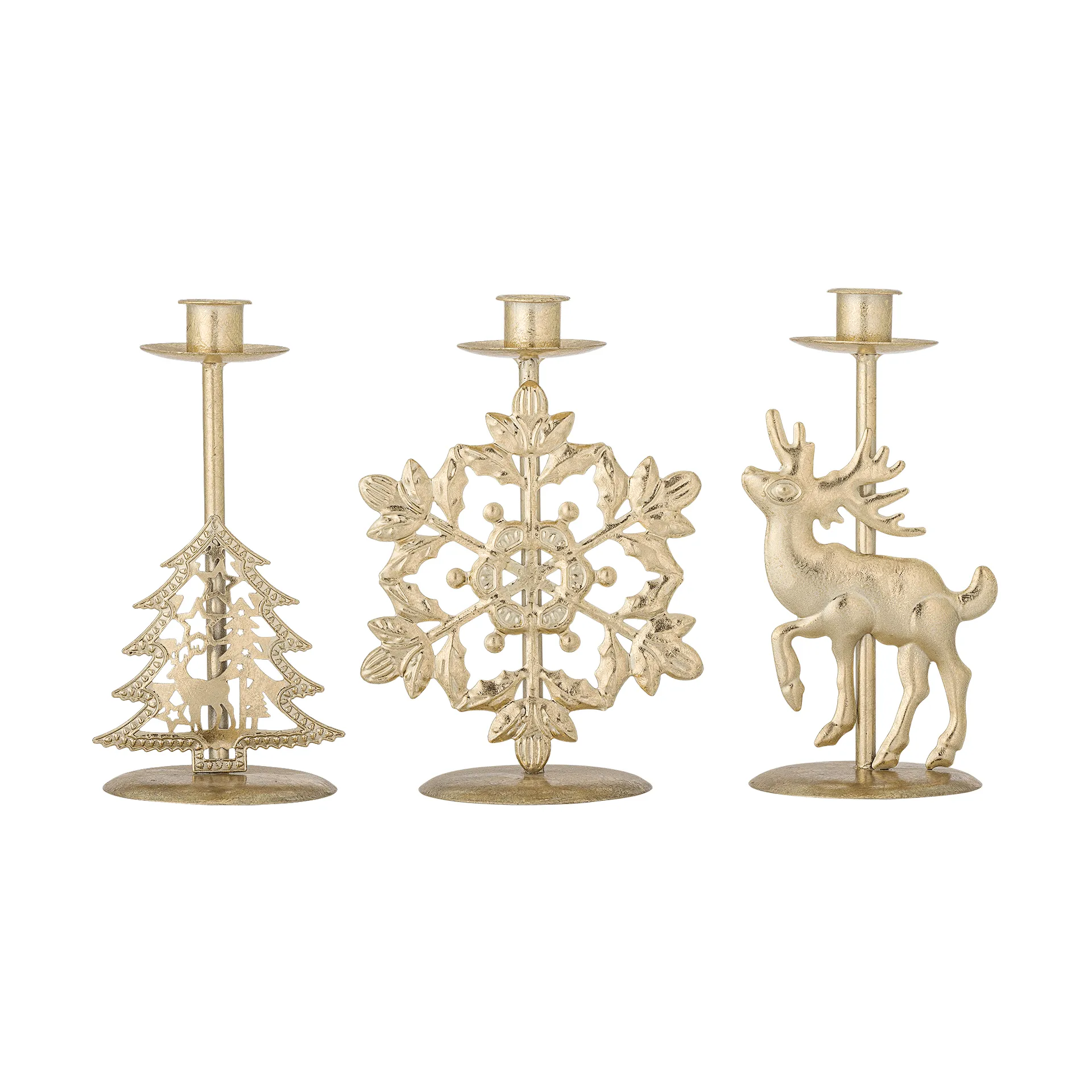 Sauda candleholder, Gold, 3 pieces, 20 cm Bloomingville