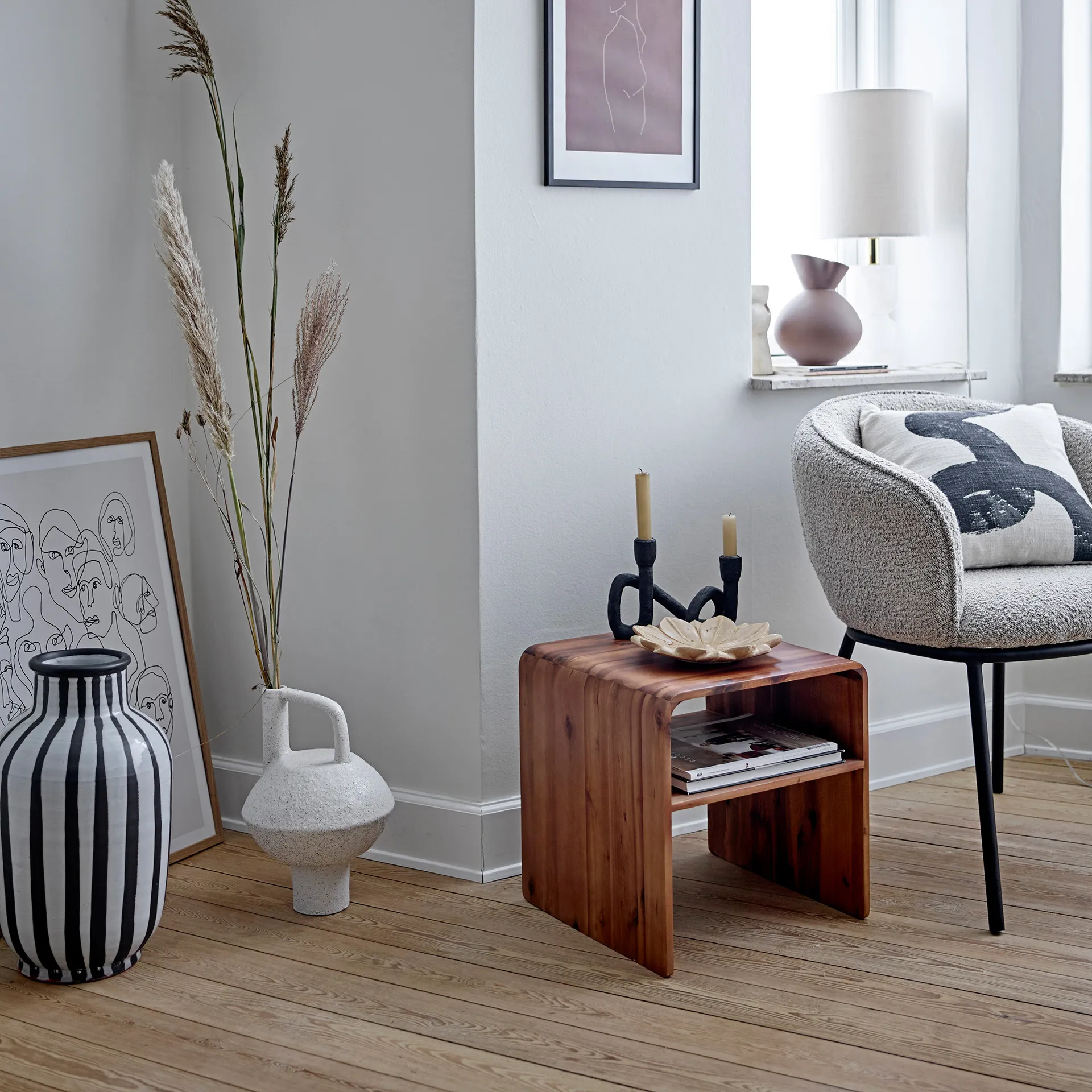 Schila vase terracotta 44 cm, black and white Bloomingville