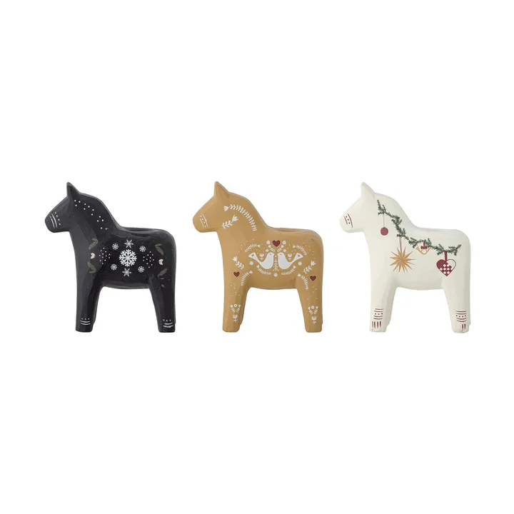 Siffer ljusstake - Black-brown-white, 3 pieces, 10 cm - Bloomingville