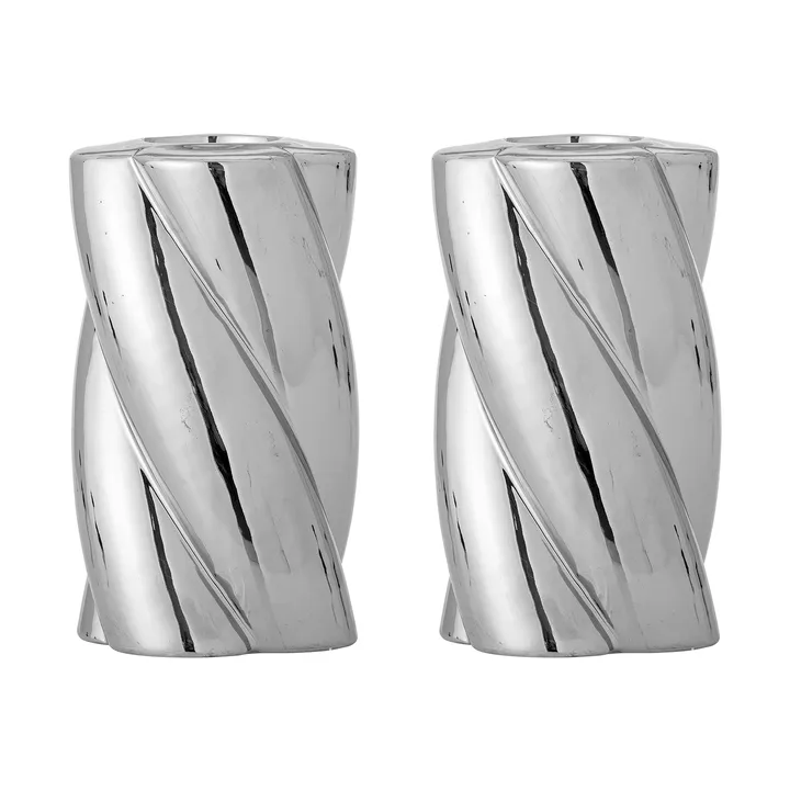 Silvia candle holder 2-pack Ø7 cm - Silver - Bloomingville