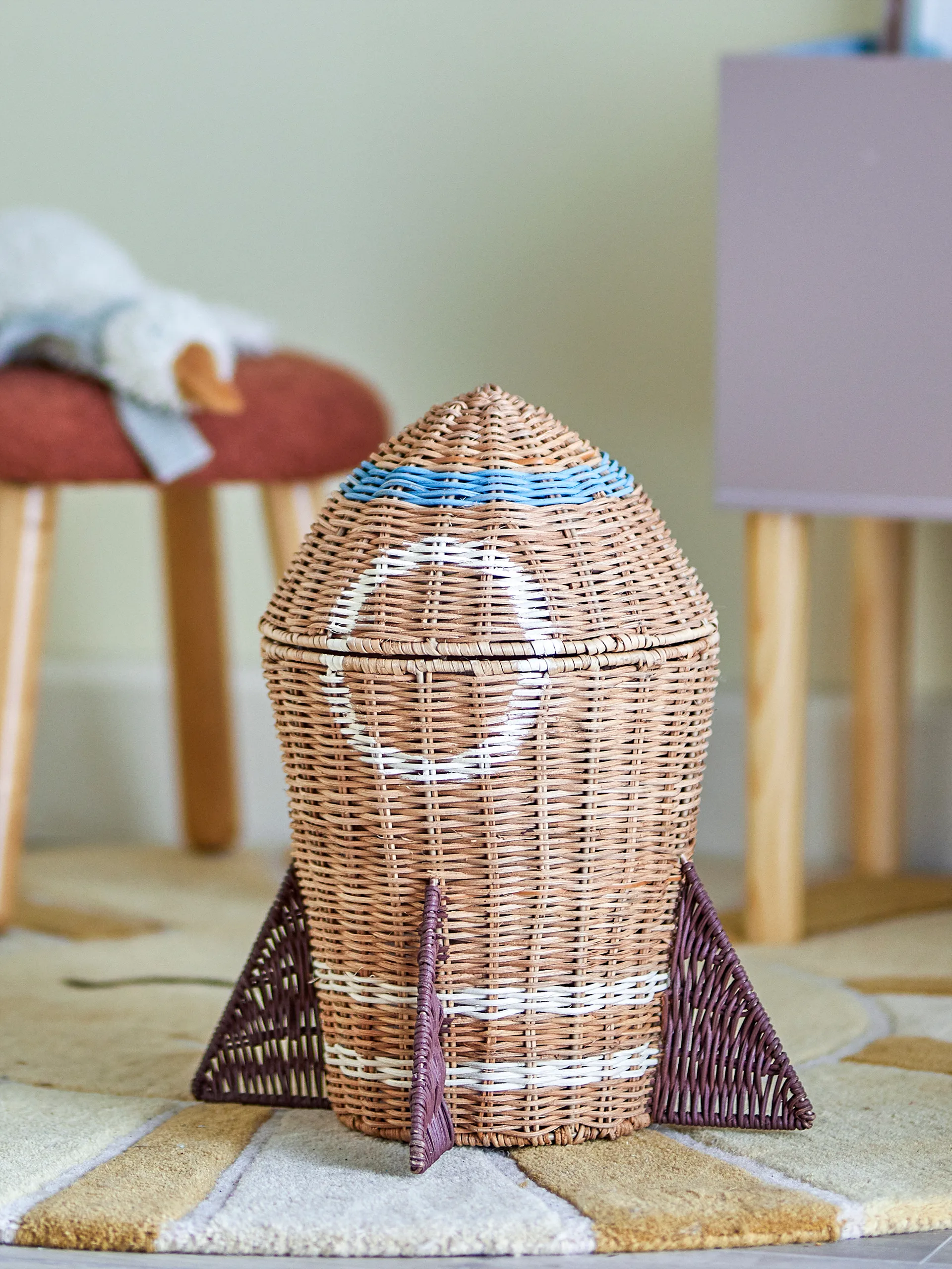 Space rattan basket with lid 31x35 cm, Natural Bloomingville