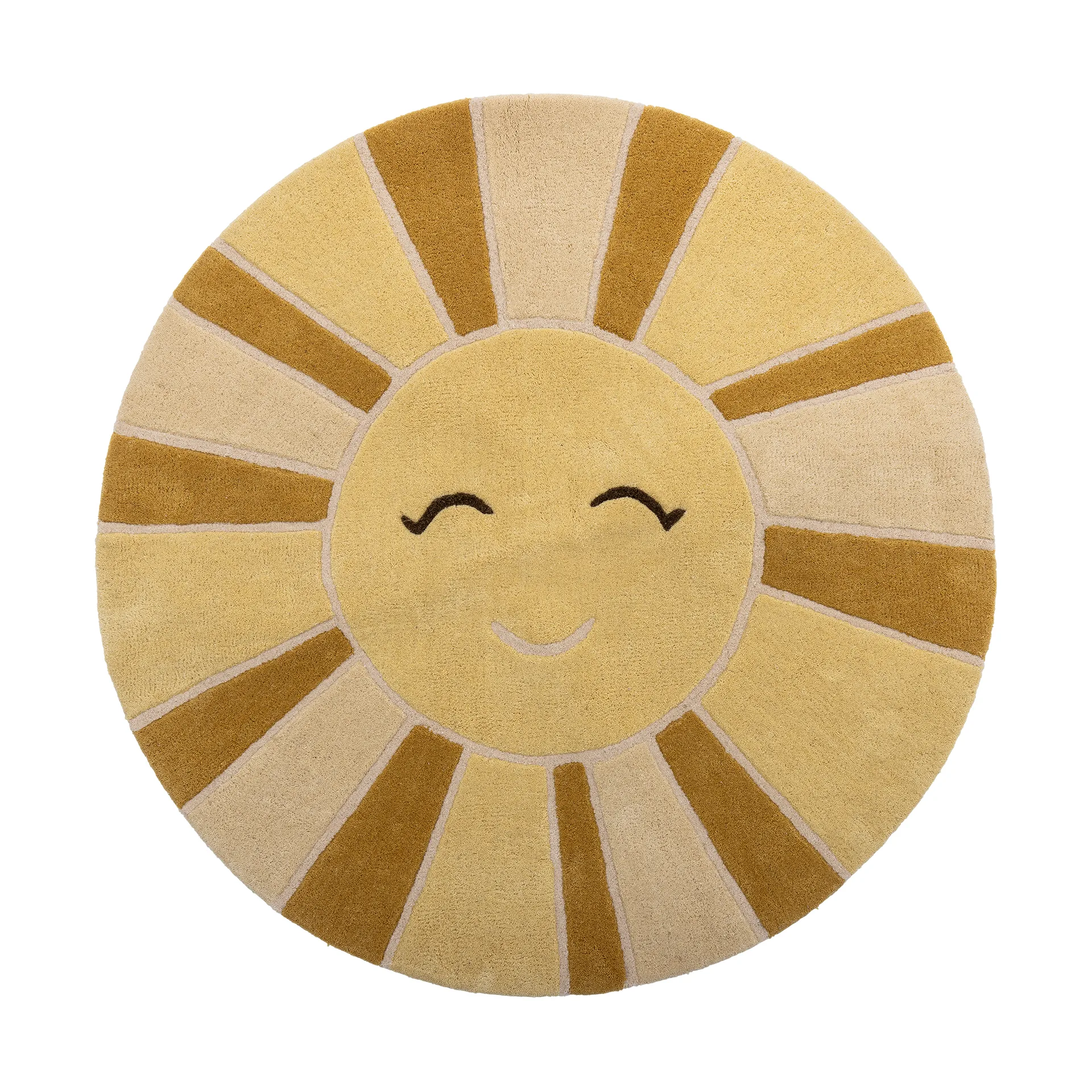 Sun wool rug Ø110 cm, Yellow Bloomingville