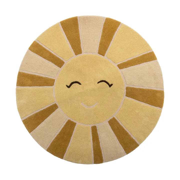 Sun wool rug Ø110 cm - Yellow - Bloomingville