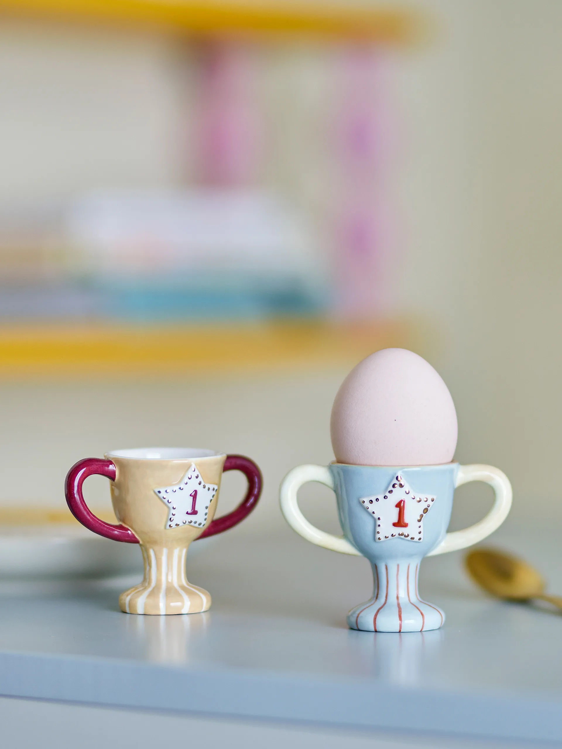 Trophy egg cup 2-piece, Blue Bloomingville