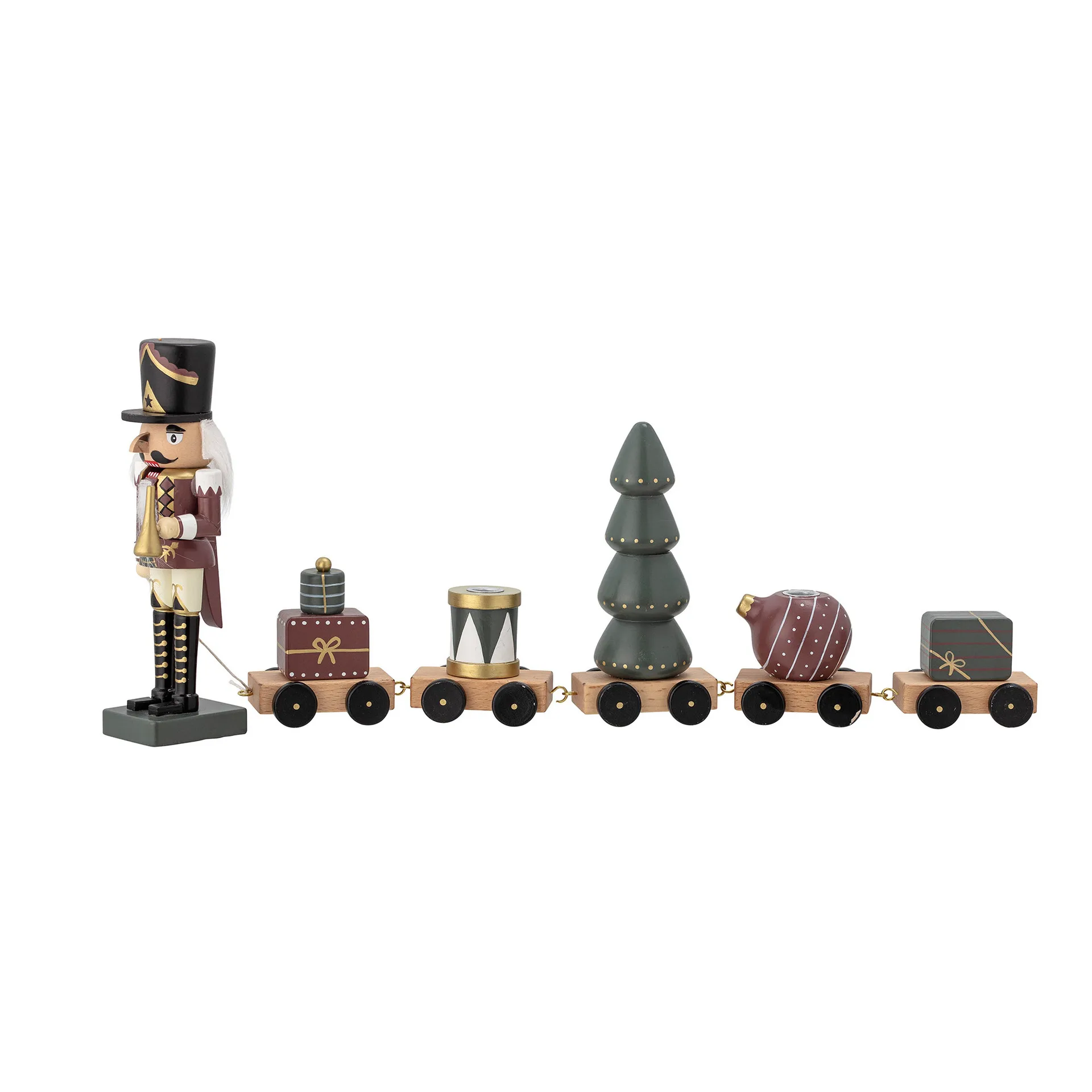 Vadim nut cracker train decoration 50 cm, Green Bloomingville