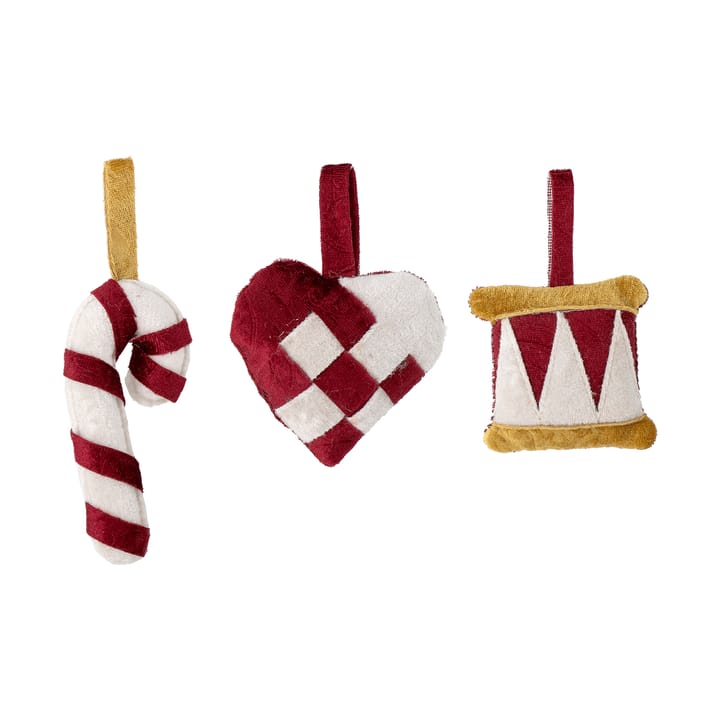 Velua hanging decorations 3 pieces - Red - Bloomingville