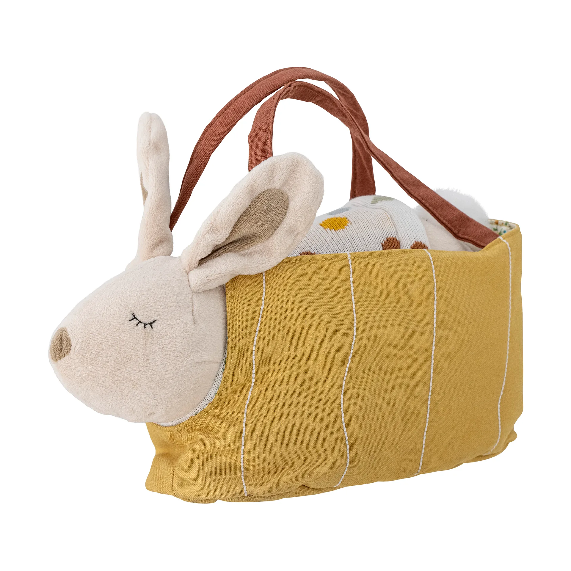 Villja plush toy 2 parts, White-yellow bunny Bloomingville