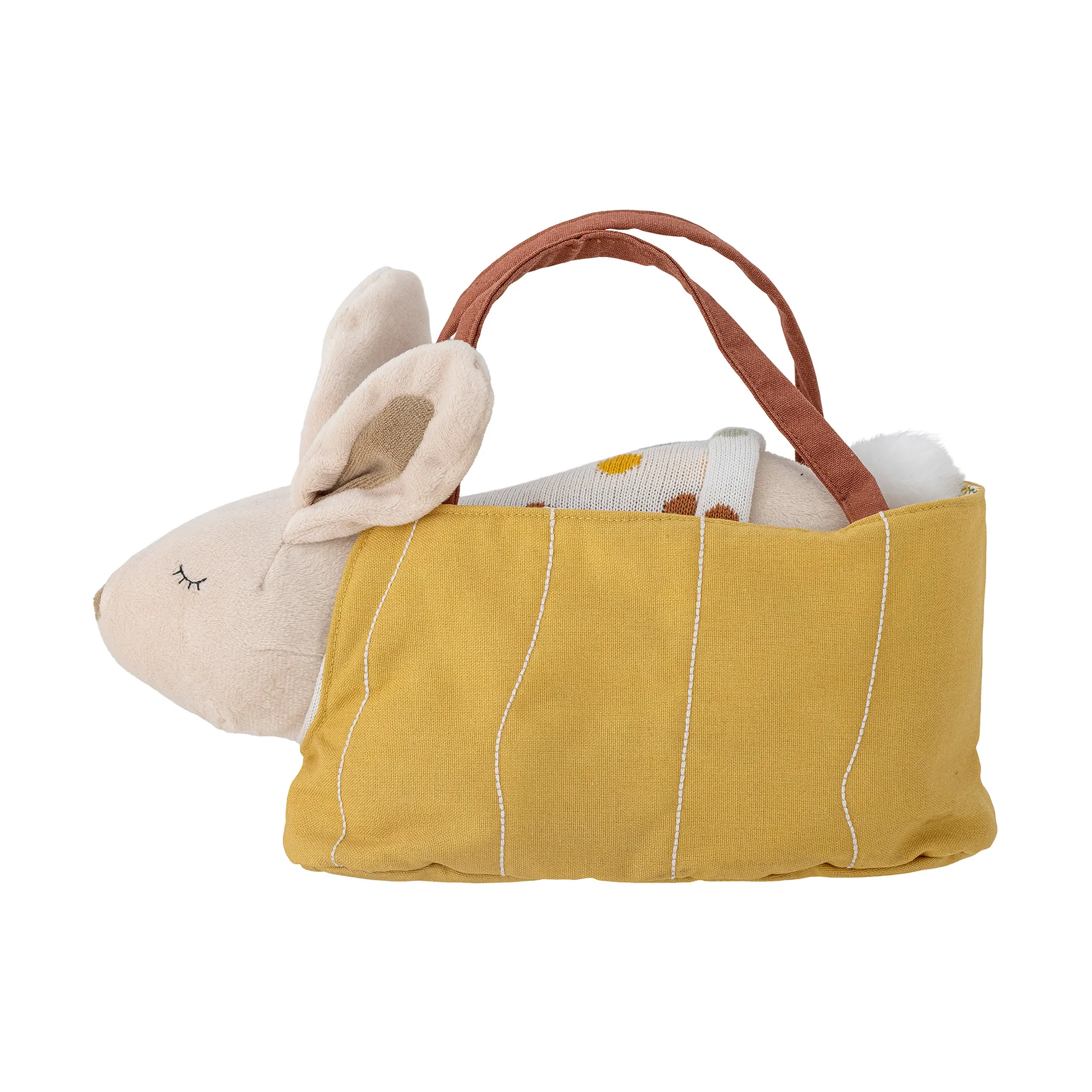 Villja plush toy 2 parts, White-yellow bunny Bloomingville