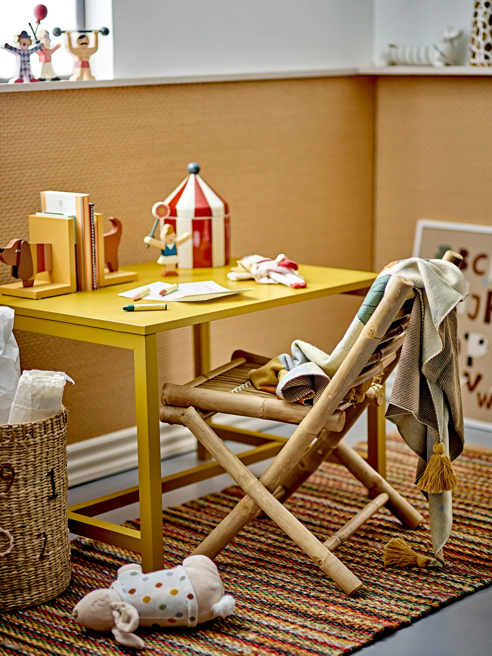 Villja plush toy 2 parts, White-yellow bunny Bloomingville