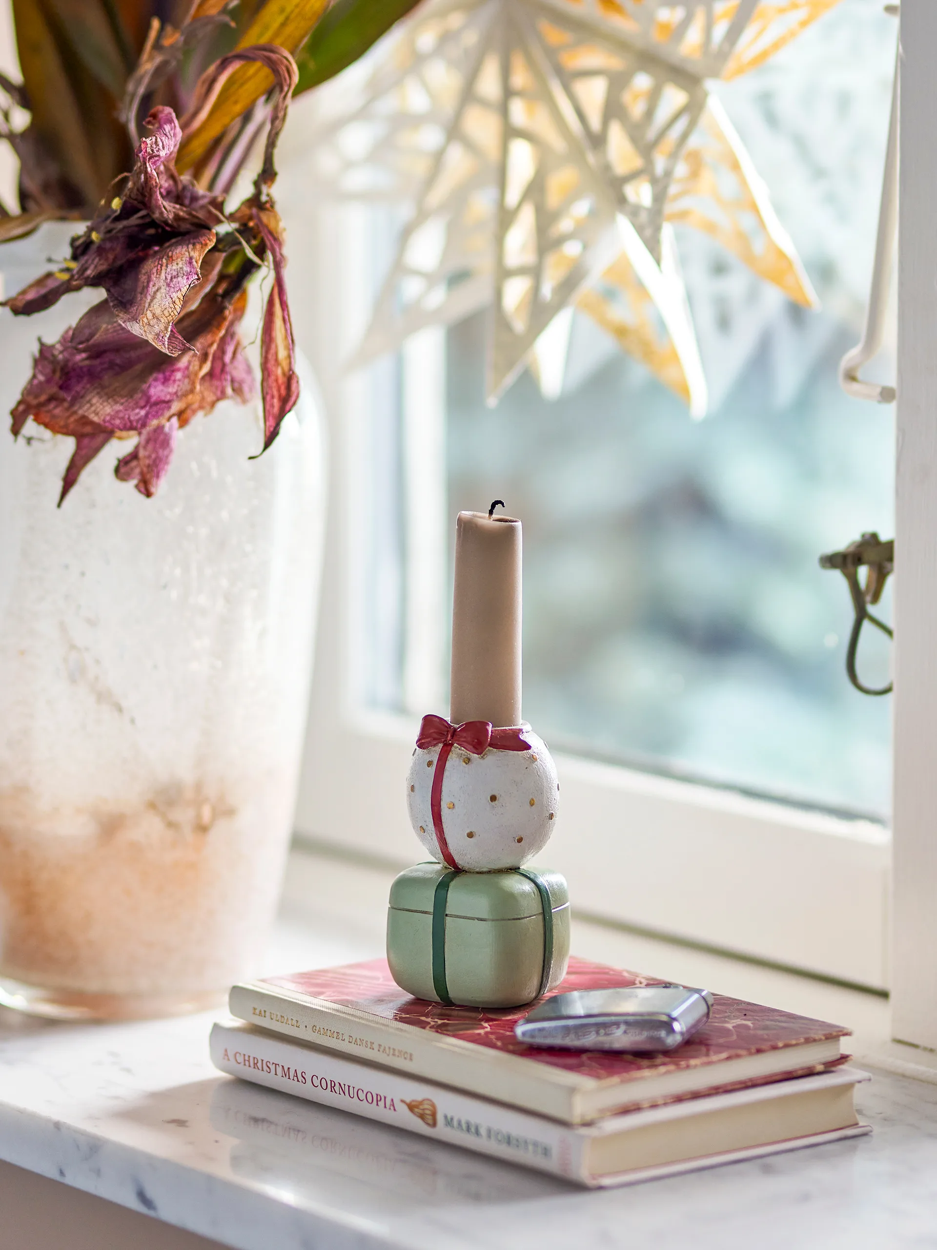 Wish candle holder, White-green Bloomingville