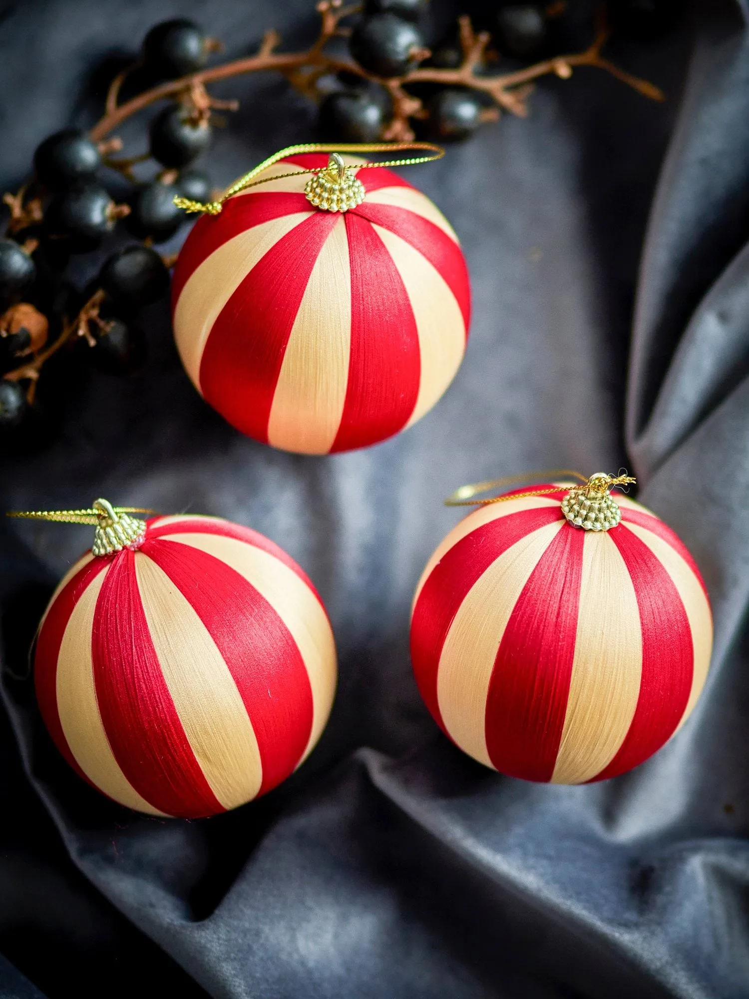 Wynn christmas bauble, Red, 3-pack, Ø8 cm Bloomingville