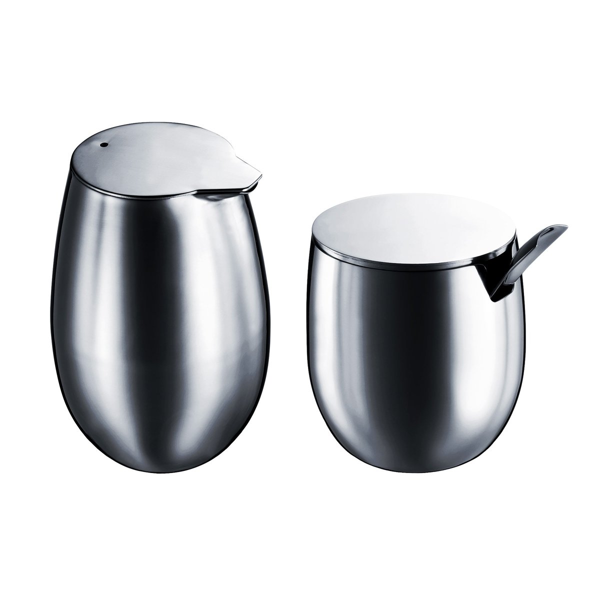 Bodum Columbia sugar & creamer set shiny | Scandinavian Design | Sugar bowls | Silver-coloured