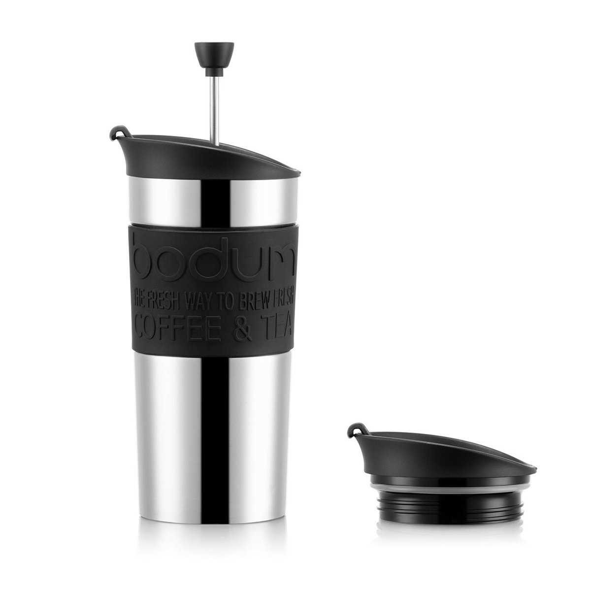 Bodum Travel press mug chrome black | Scandinavian Design | Thermal flasks & travel mugs | Black