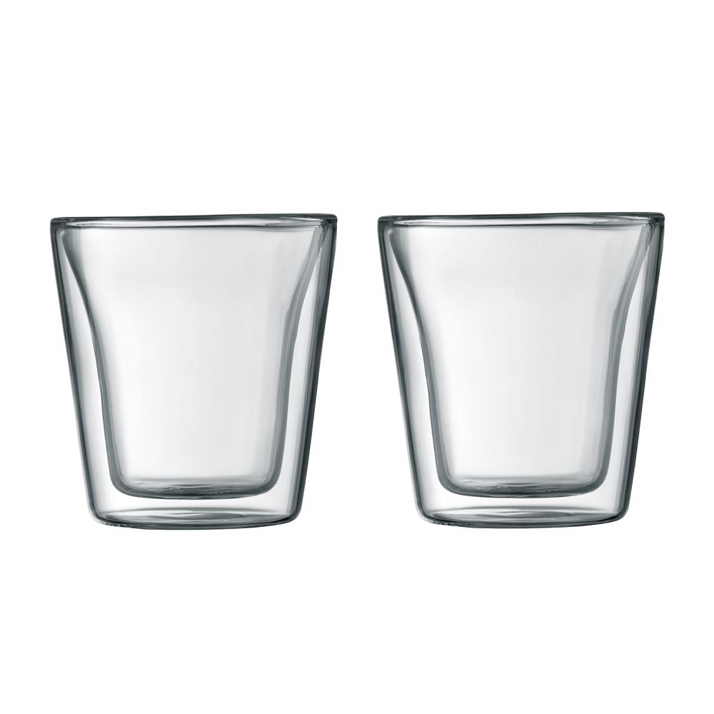 Bodum Canteen double wall glass 2-pack 0.1 l | Scandinavian Design | Coffee cups | Transparent