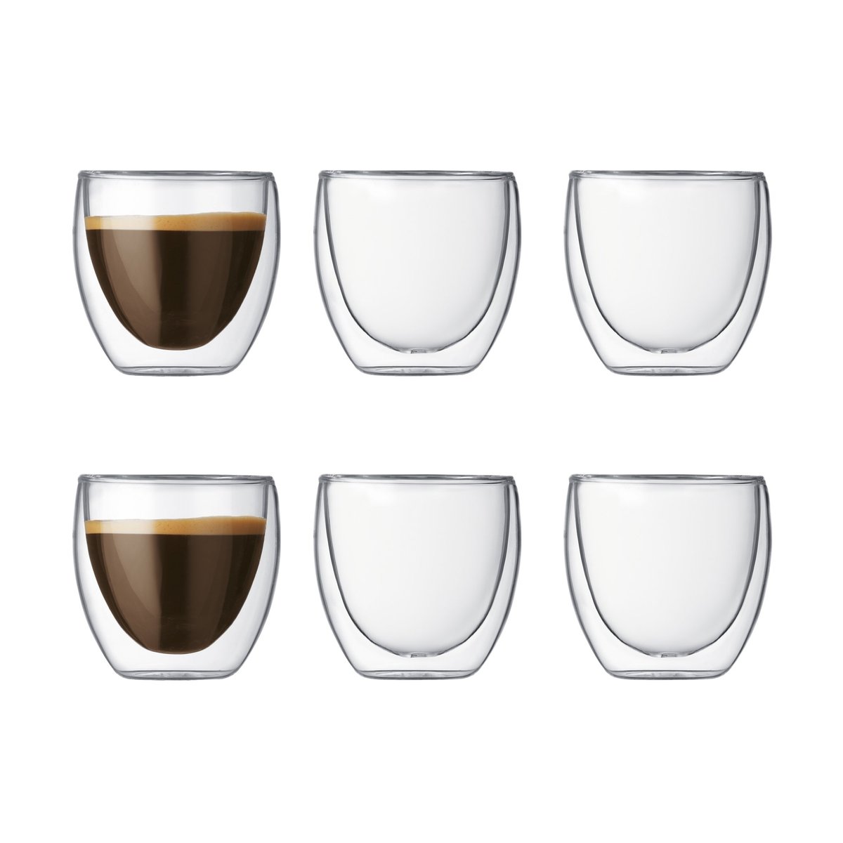 Bodum Pavina double wall glass 6-pack 0.08 l | Scandinavian Design | Drinking glasses & tumblers | Transparent