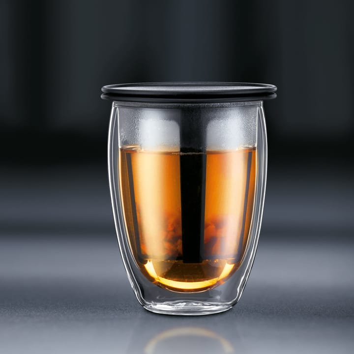 Tea For One glass with tea strainer - black - Bodum