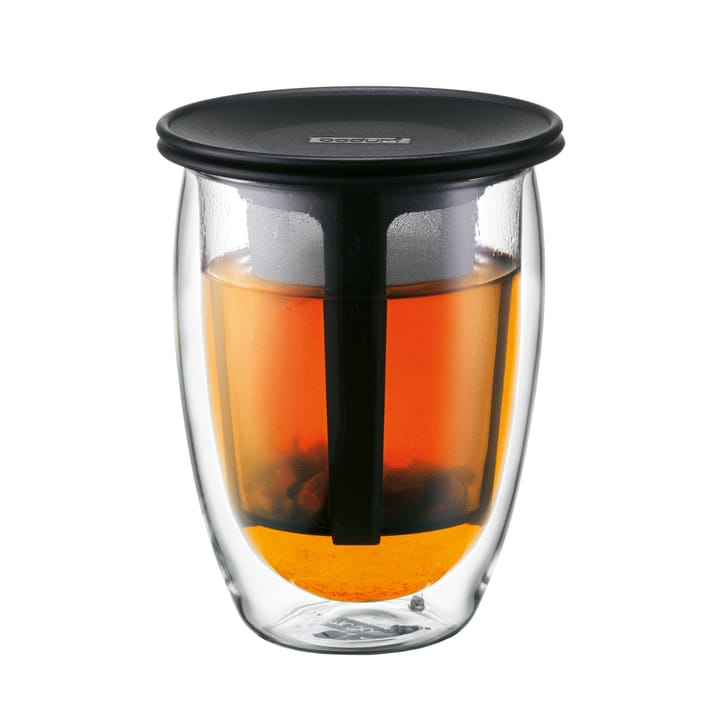 Tea For One glass with tea strainer - black - Bodum