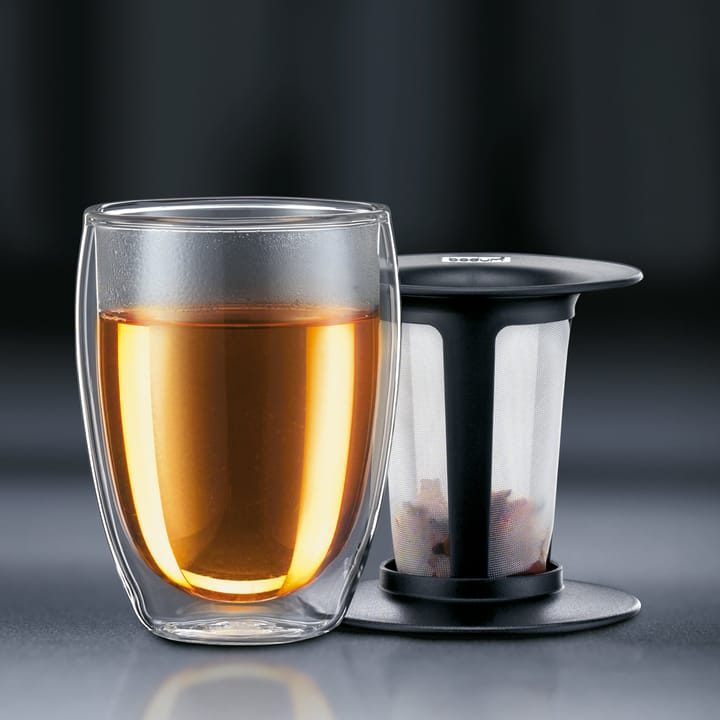 Tea For One glass with tea strainer - black - Bodum