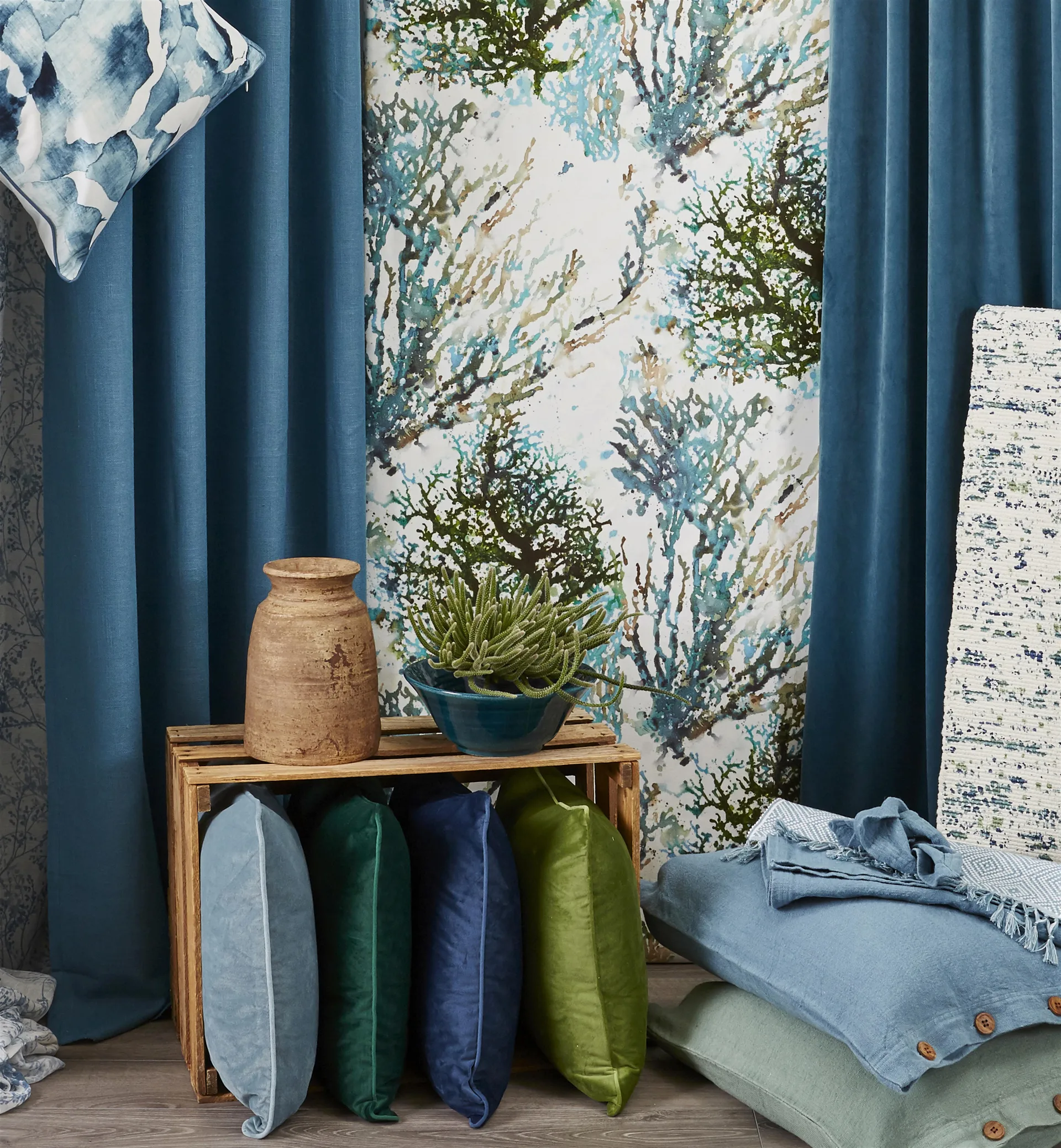 Anna cushion cover velvet, blue Boel & Jan