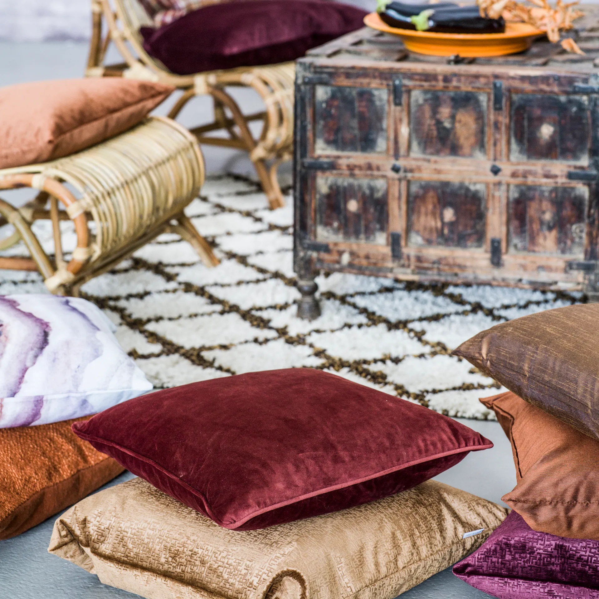 Anna cushion cover velvet, rust red Boel & Jan