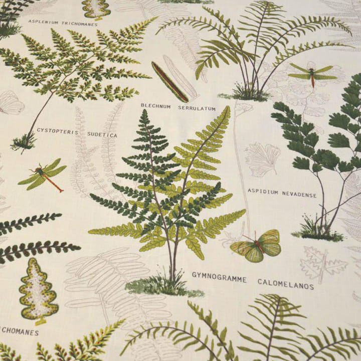 Bimba fabric, white with green leaves Boel & Jan