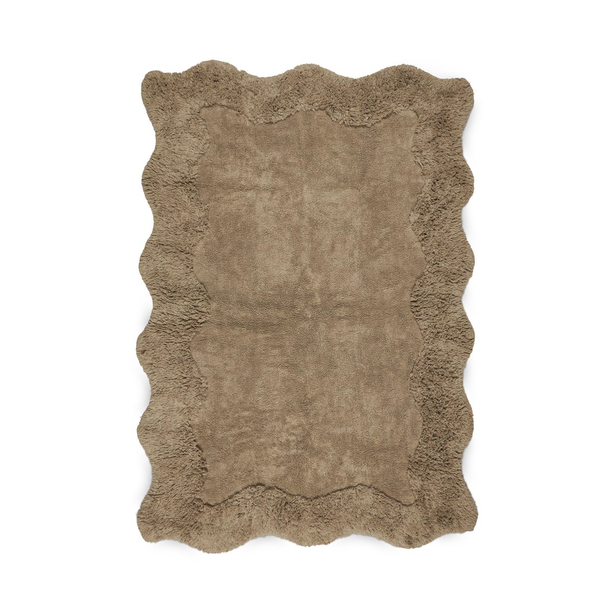 Boel & Jan Curly cotton rug 80x110 cm, Beige | Scandinavian Design | Fringe & Deep pile rugs | Beige