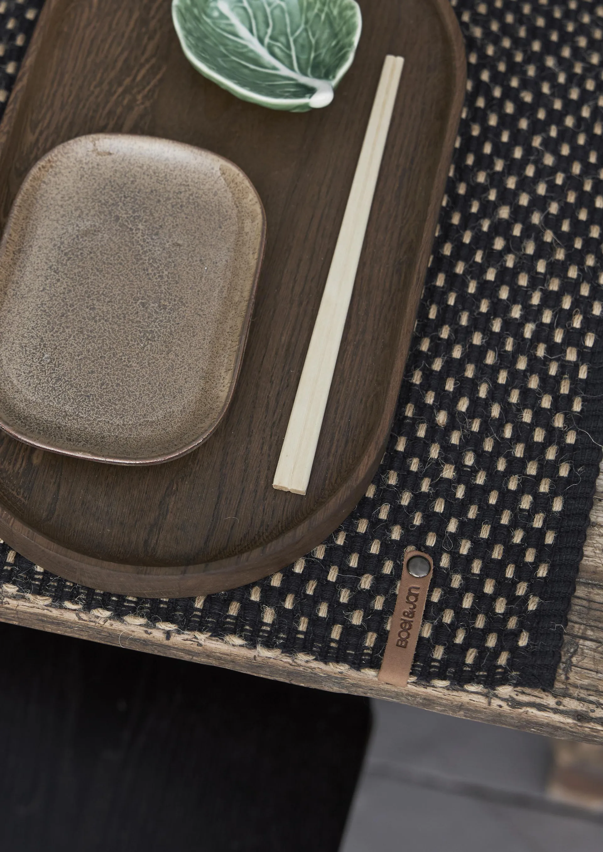 Jute check placemat cotton 35x45 cm, Black Boel & Jan