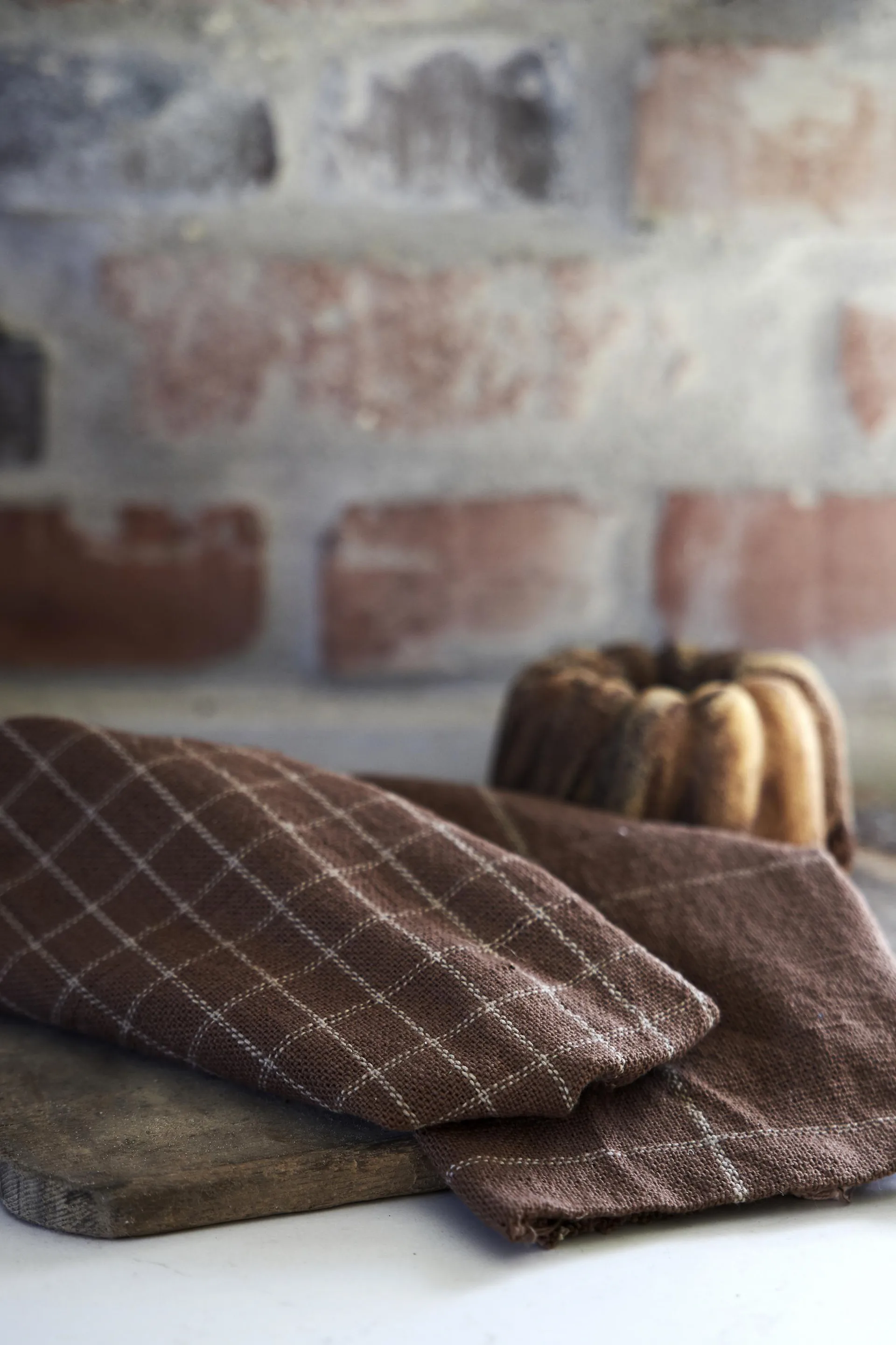 Lunnevik small cotton napkins 40x40 cm 4-pack, Brown Boel & Jan