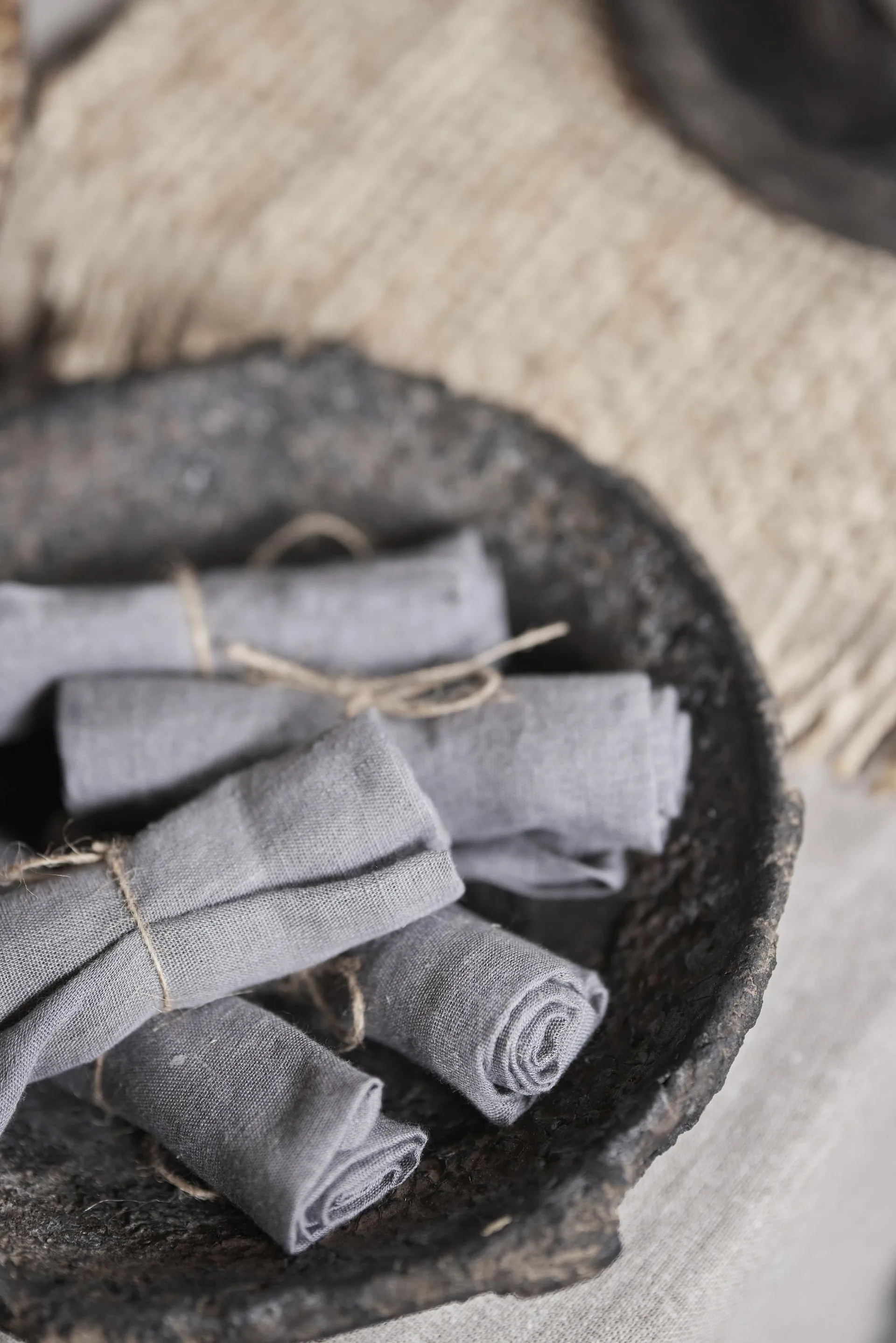 Mandela linen napkin 40x40 cm, Gray Boel & Jan