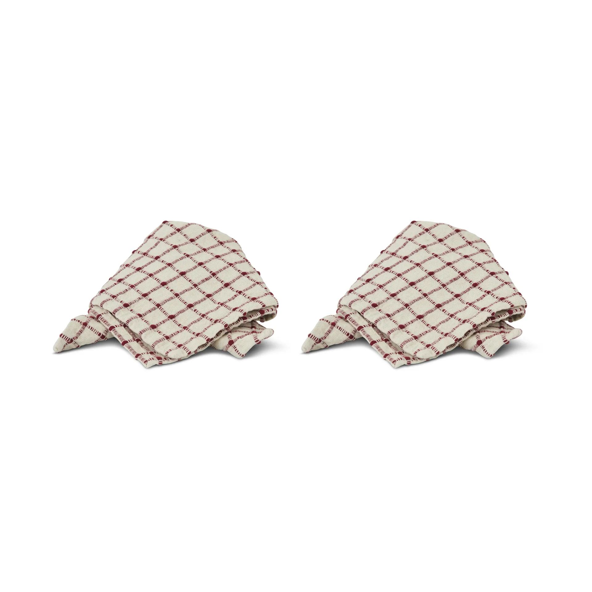 Noor napkin 40x40 cm 2-pack, Red-Off white Boel & Jan