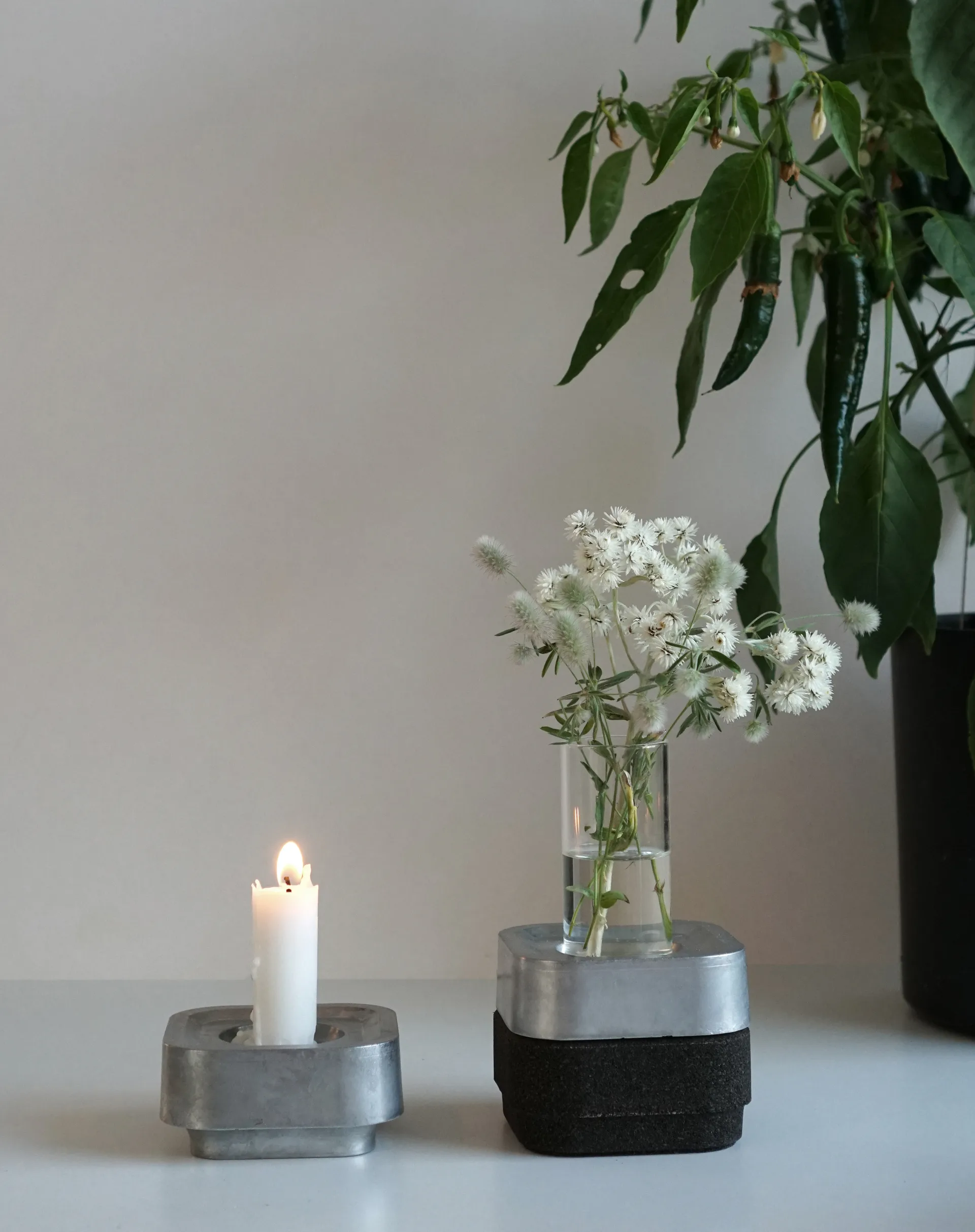 Stumpastaken candle holder Ettan, aluminum Born In Sweden